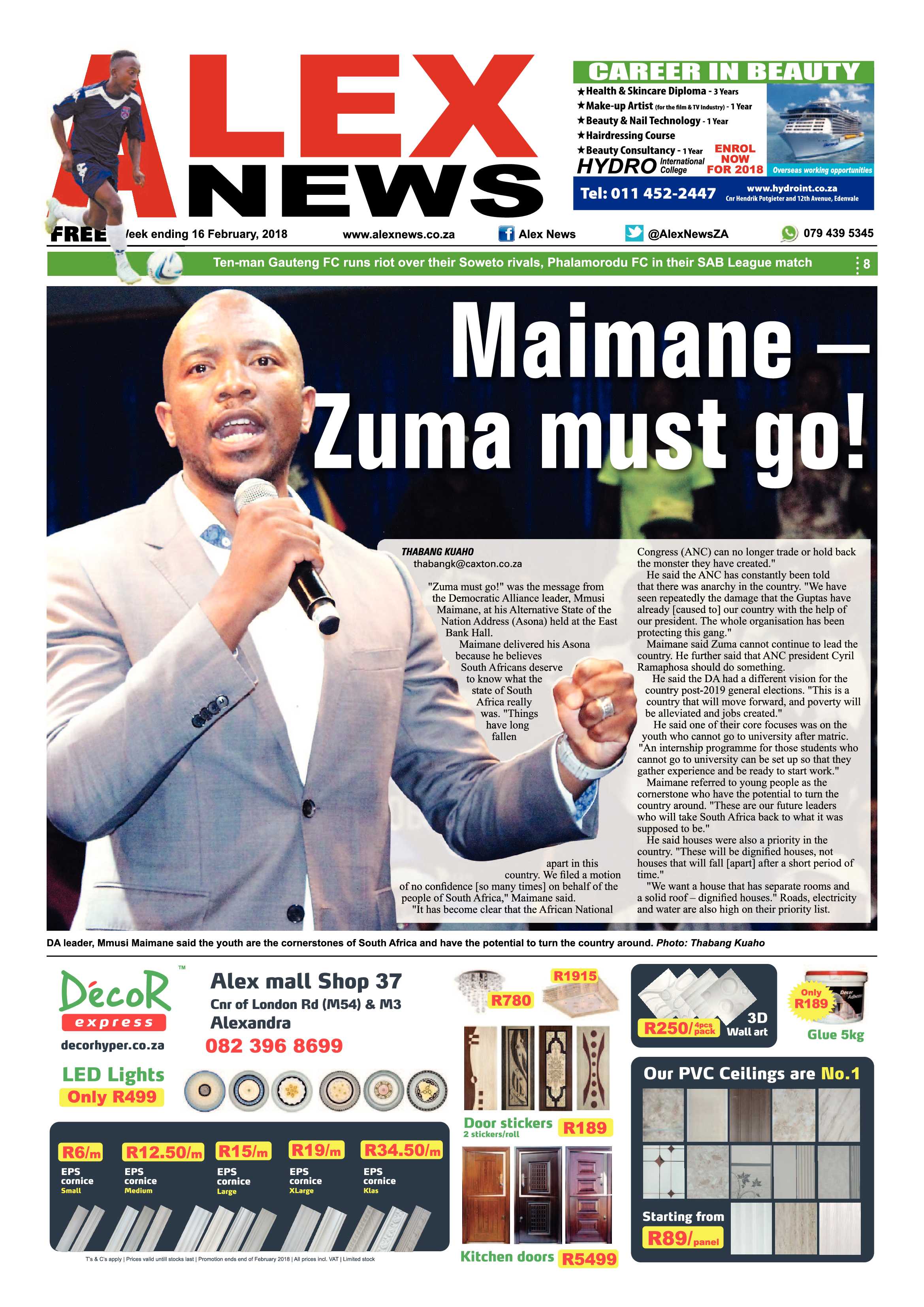 Alex News 16 February, 2018 page 1