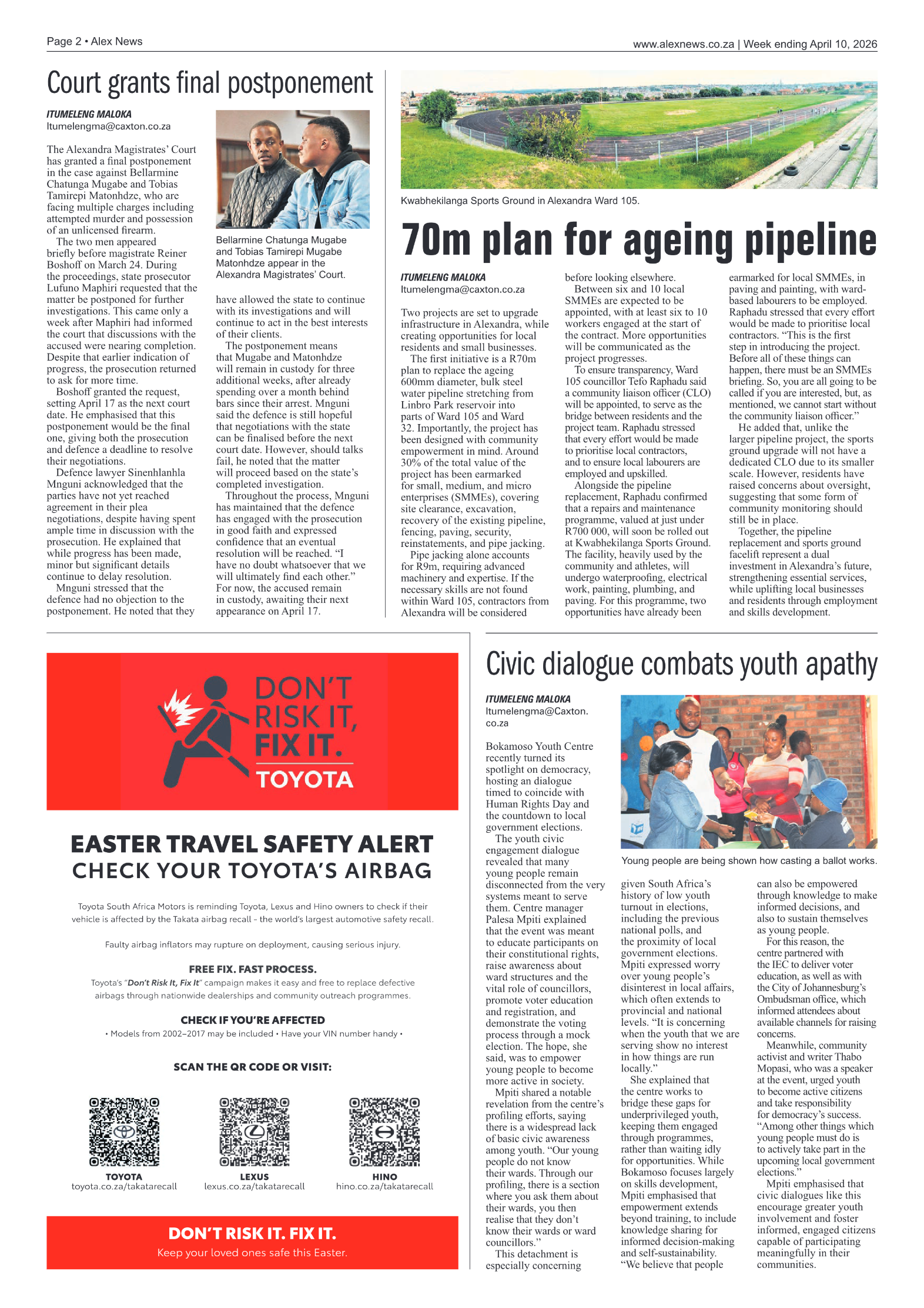 Alex News 10 April 2026 page 2