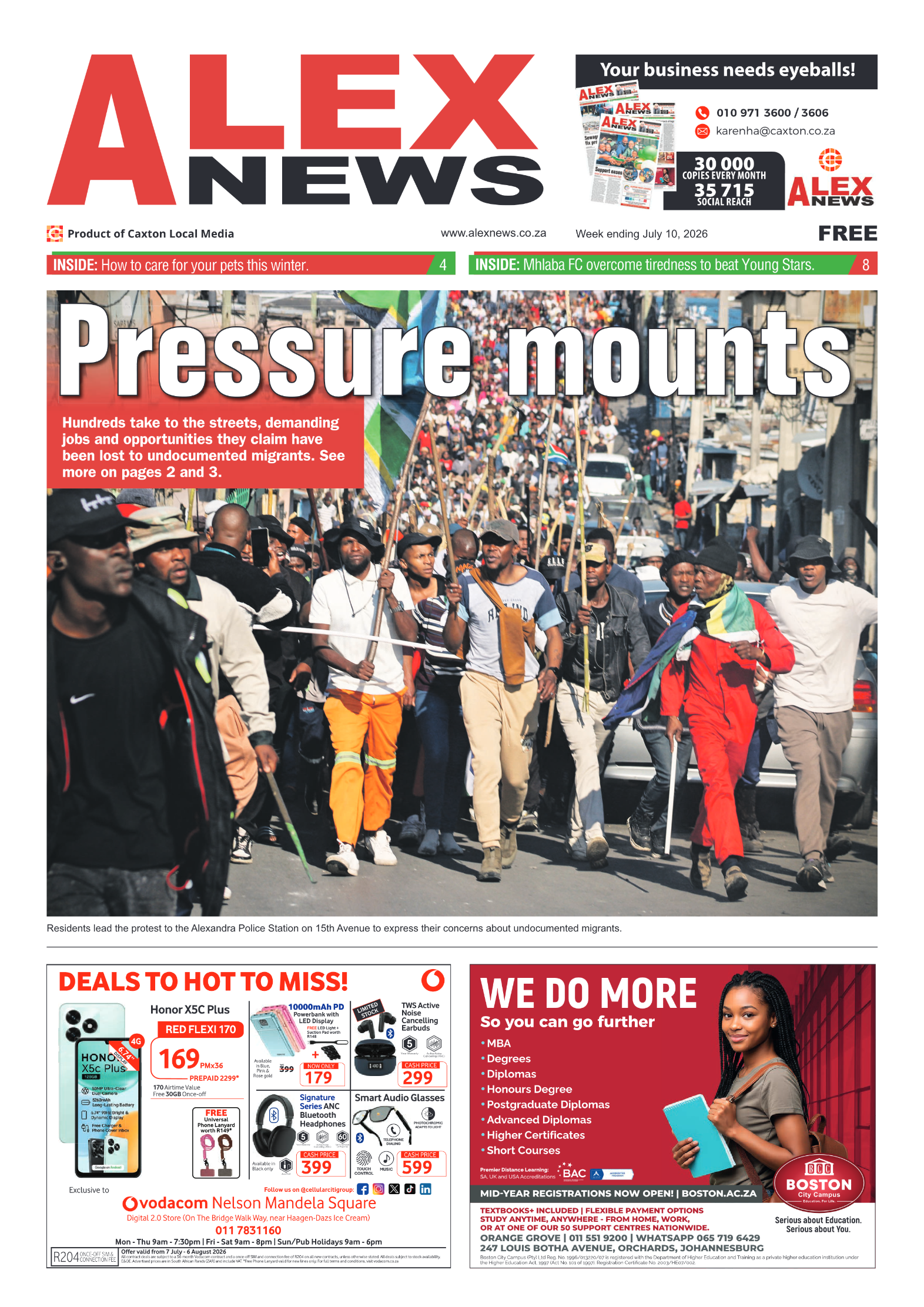 Alex News 10 July 2026 page 1