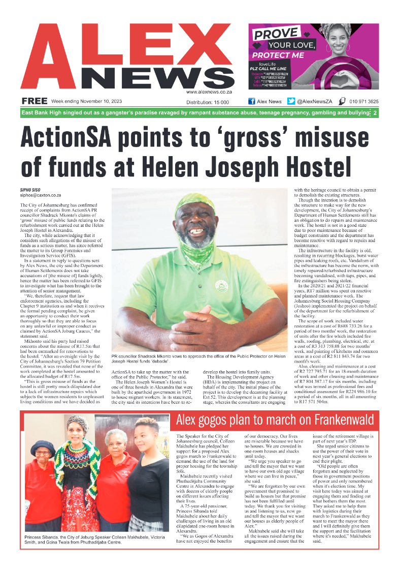 Alex News 10 November 2023 page 1