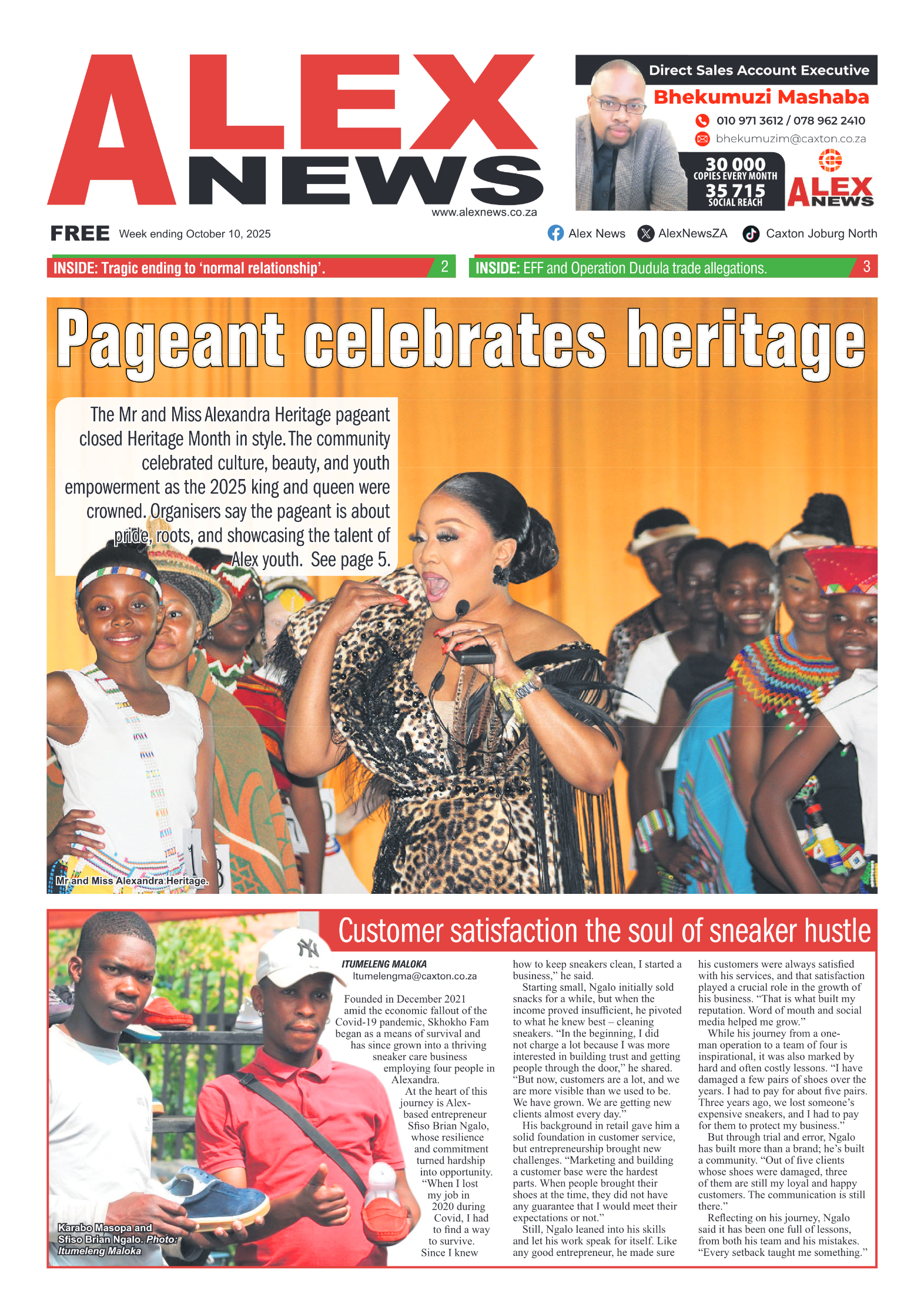 Alex News 10 October 2025 page 1