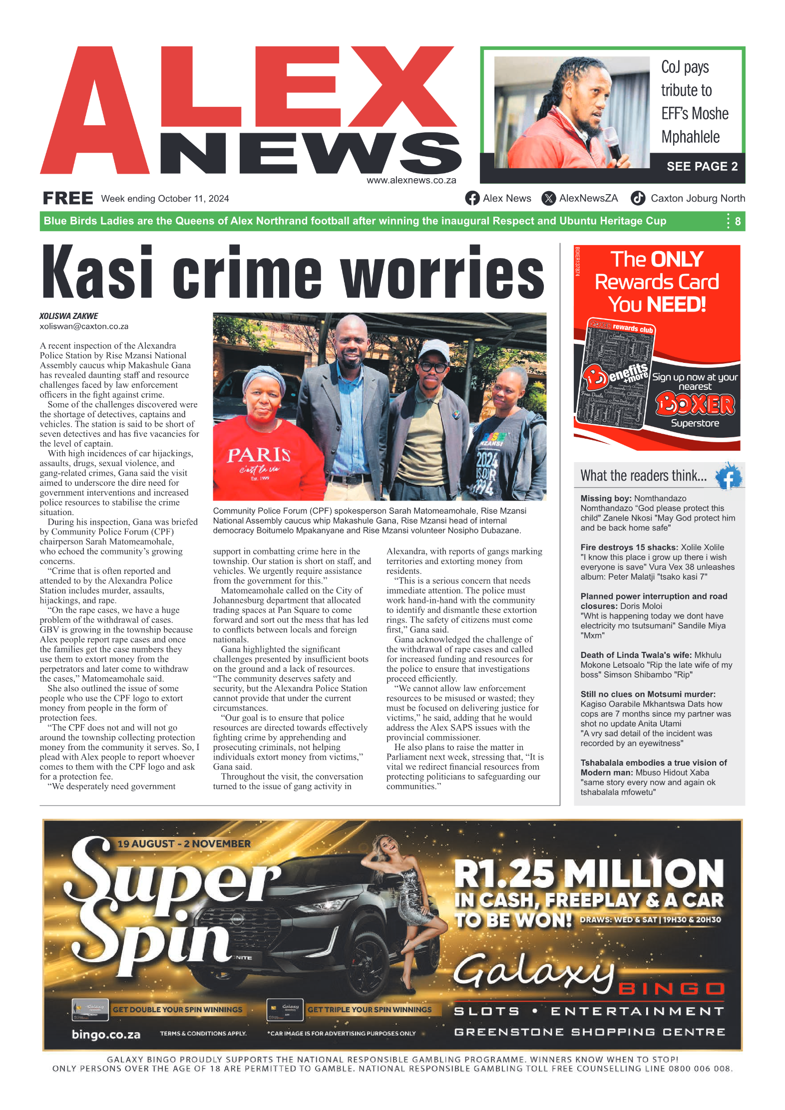 Alex News 11 October 2024 page 1