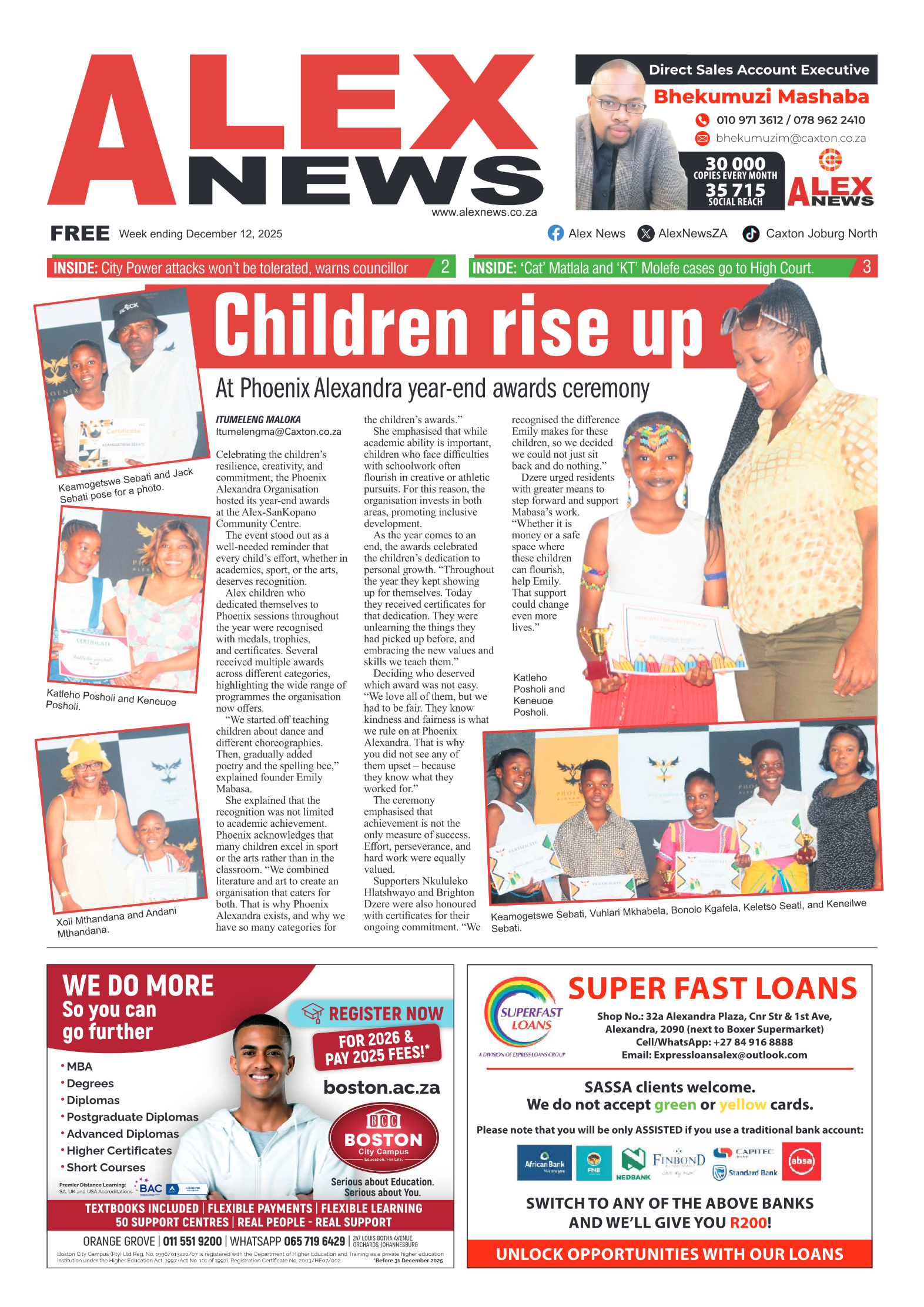 Alex News 12 December 2025 page 1