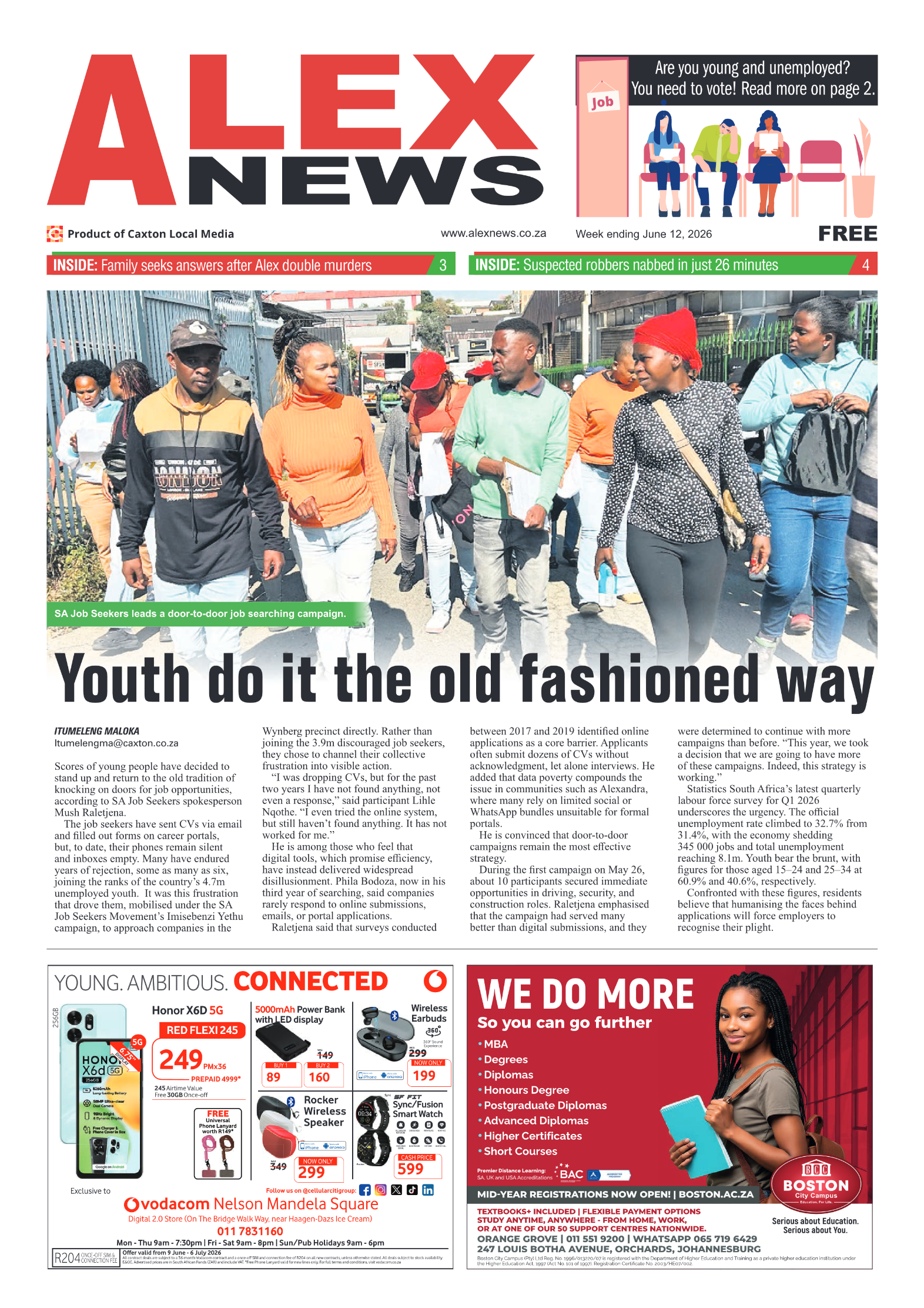 Alex News 12 June 2026 page 1