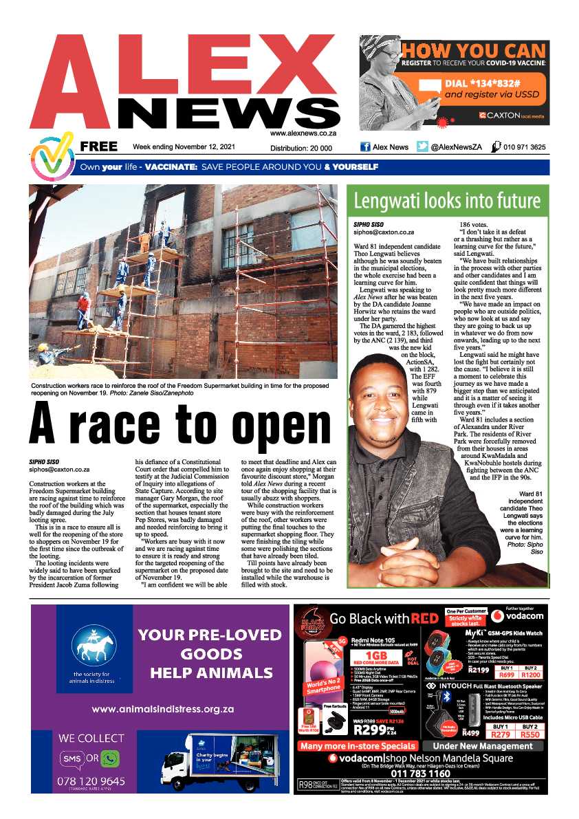 Alex News 12 November 2021 page 1