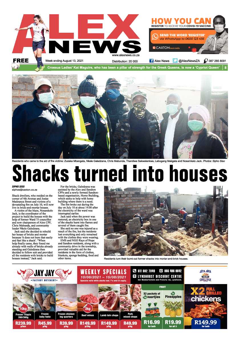 Alex News 13 August 2021 page 1