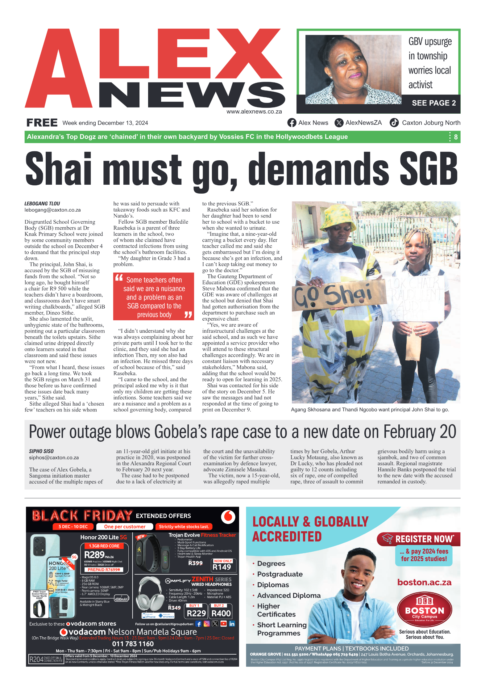 Alex News 13 December 2024 page 1