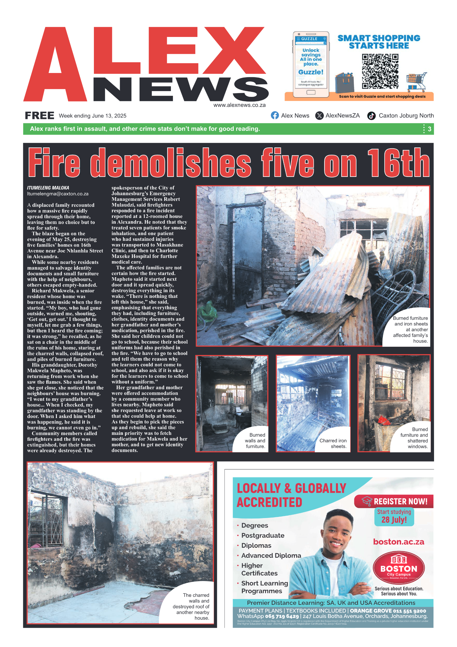 Alex News 13 June 2025 page 1