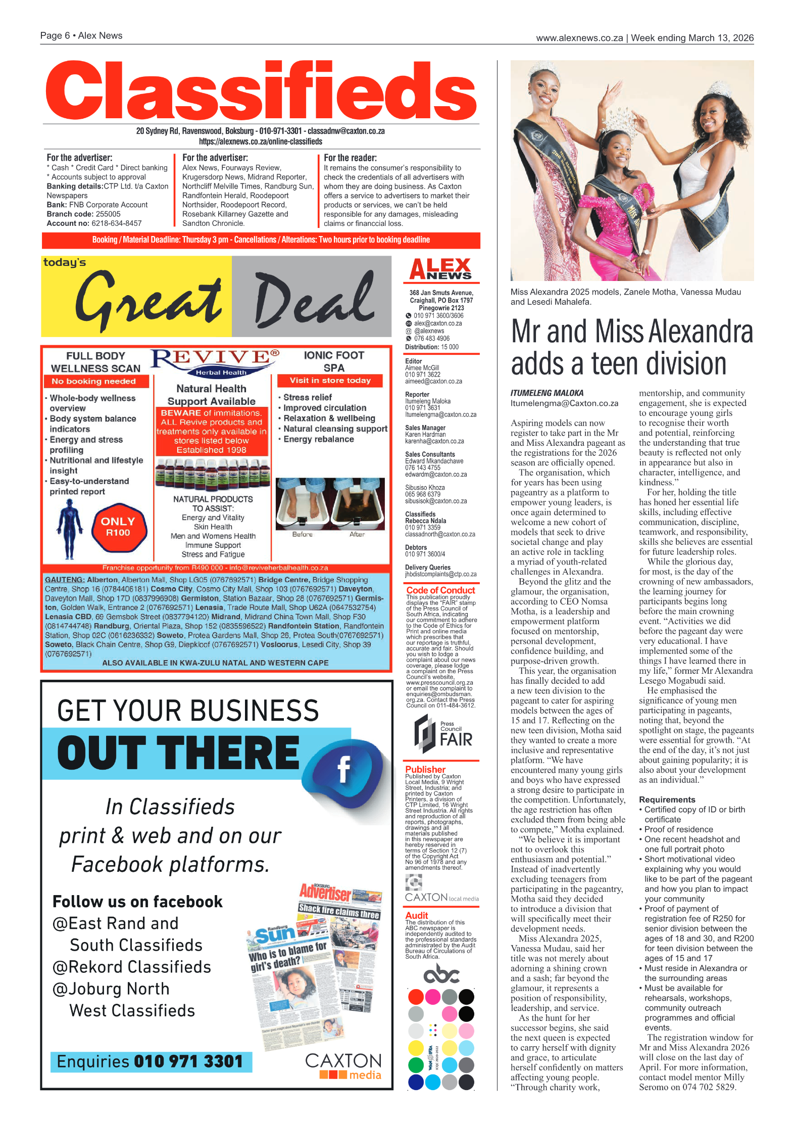 Alex News 13 March 2026 page 6