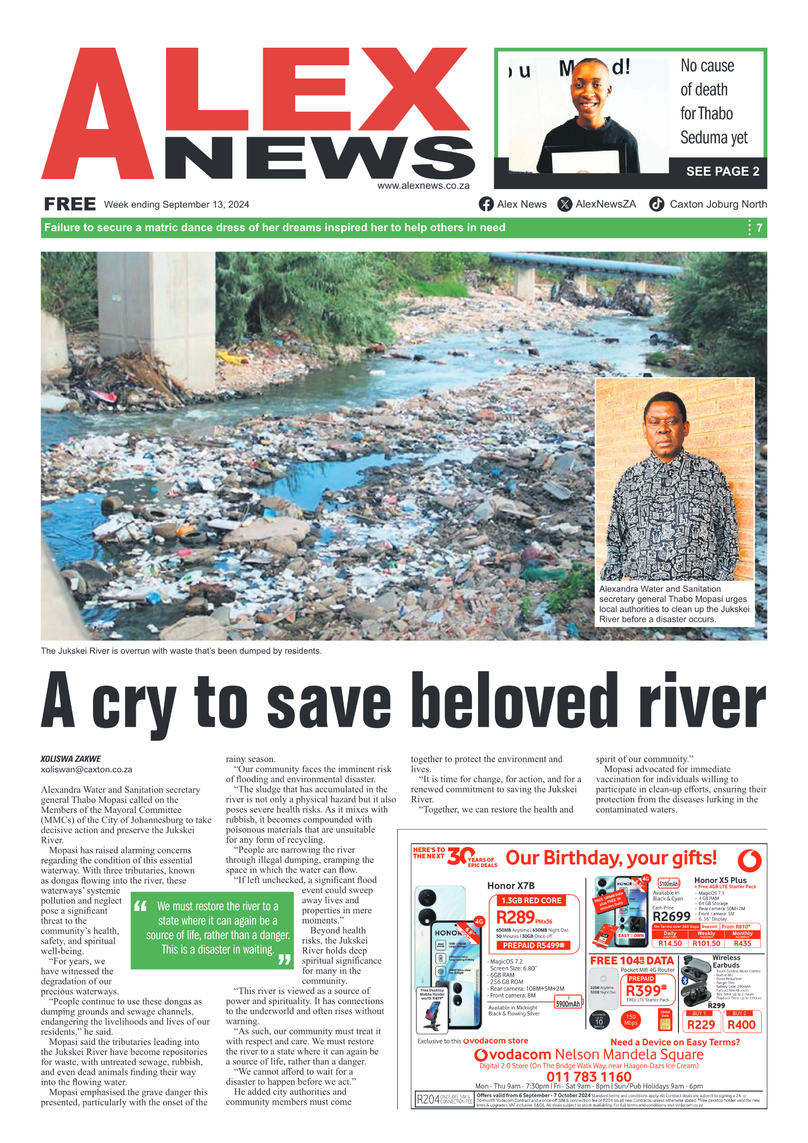 Alex News 13 September 2024 page 1