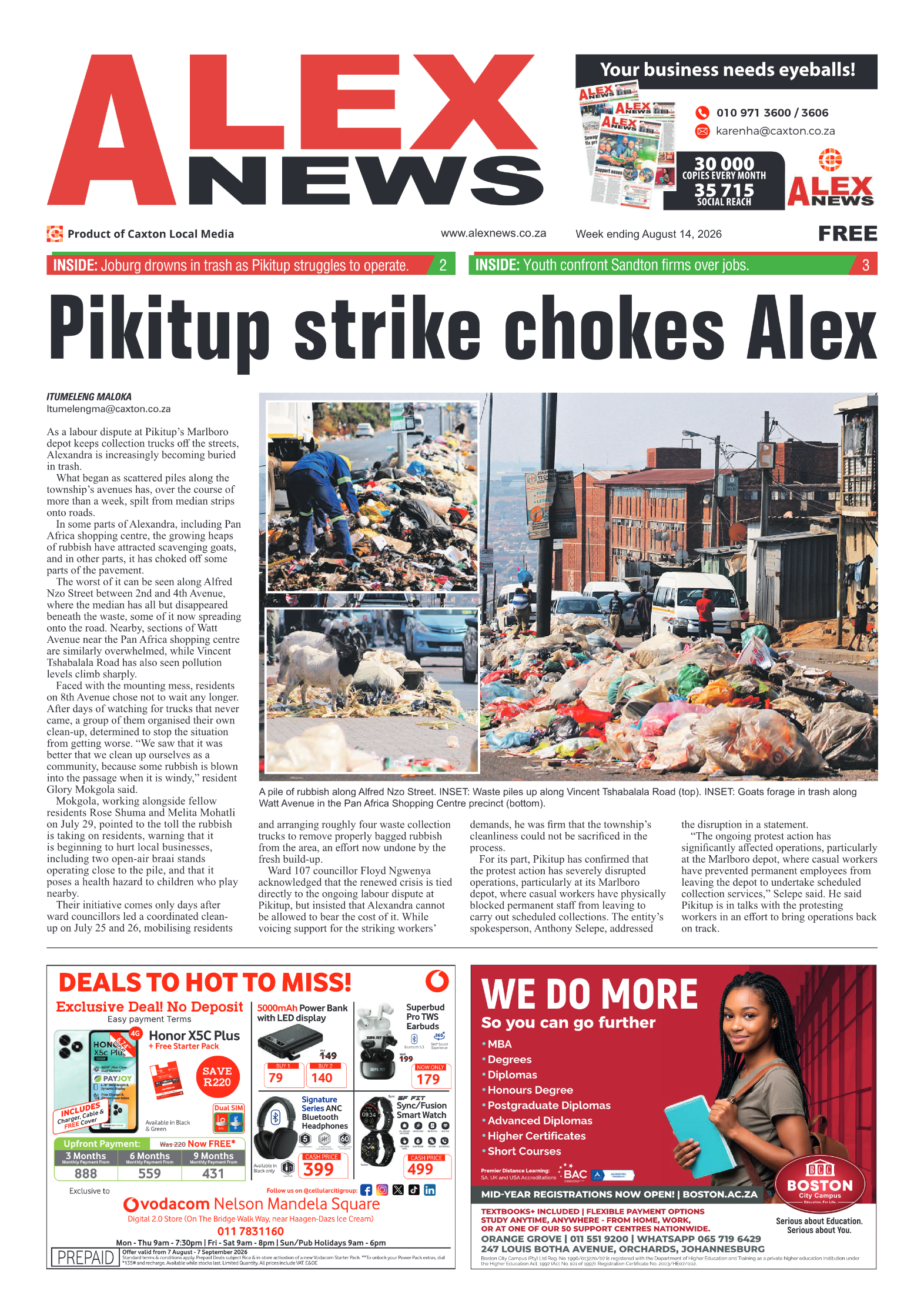 Alex News 14 August 2026 page 1