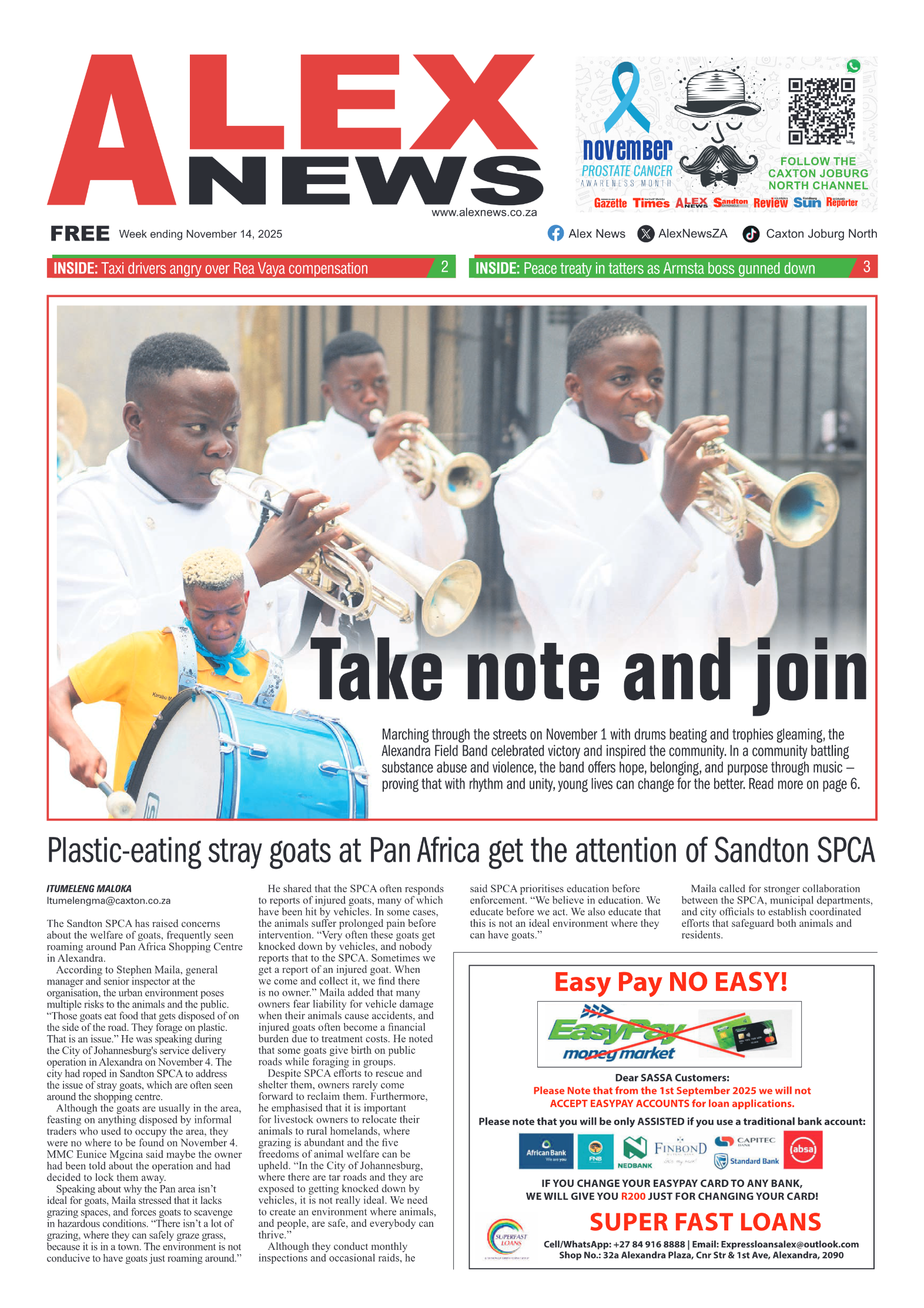Alex News 14 November 2025 page 1