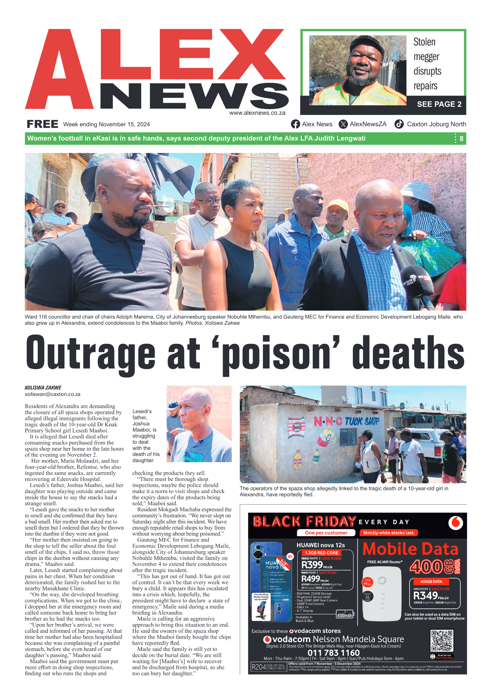 Alex News 15 November 2024 page 1