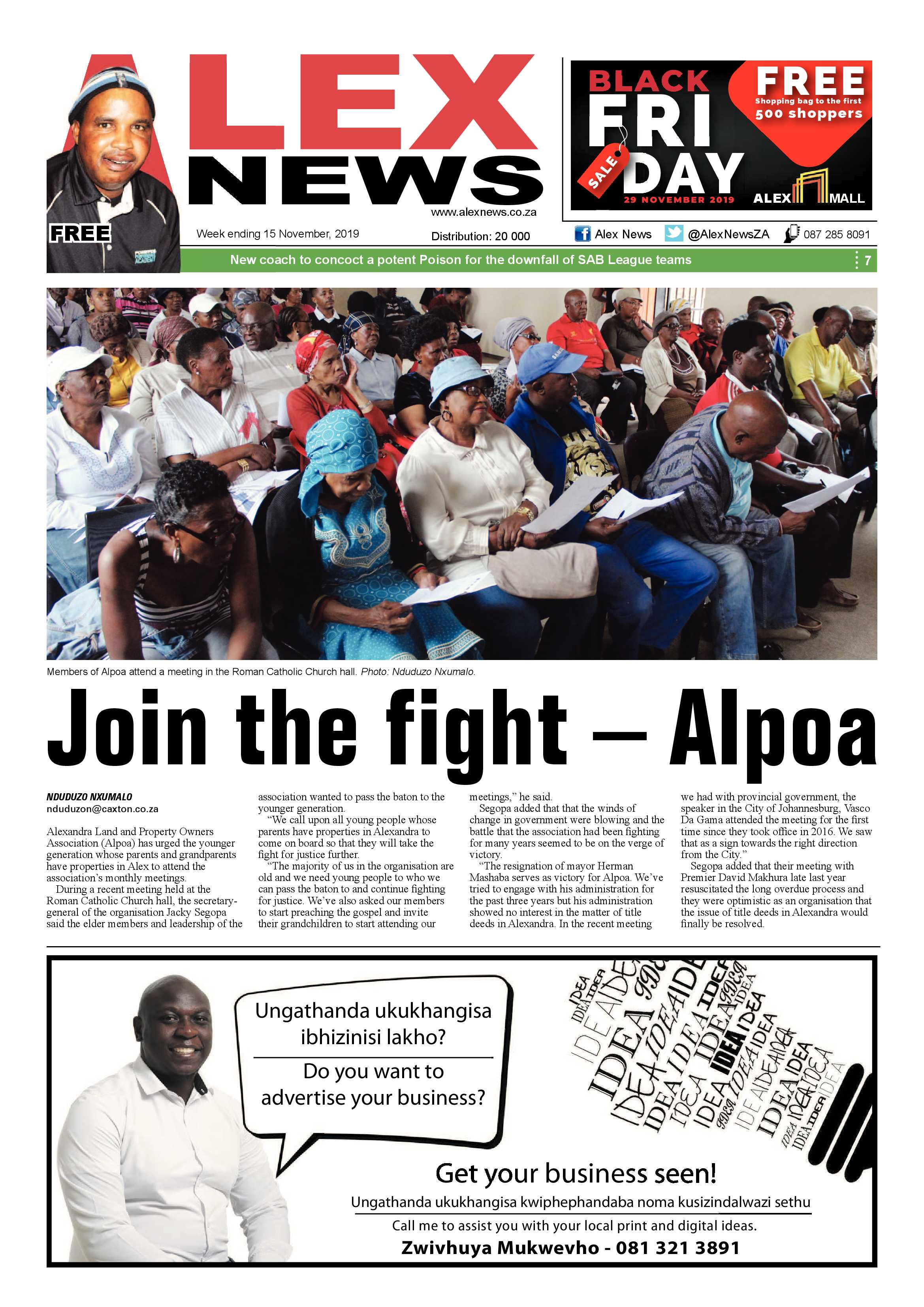 Alex News 15 November, 2019 page 1