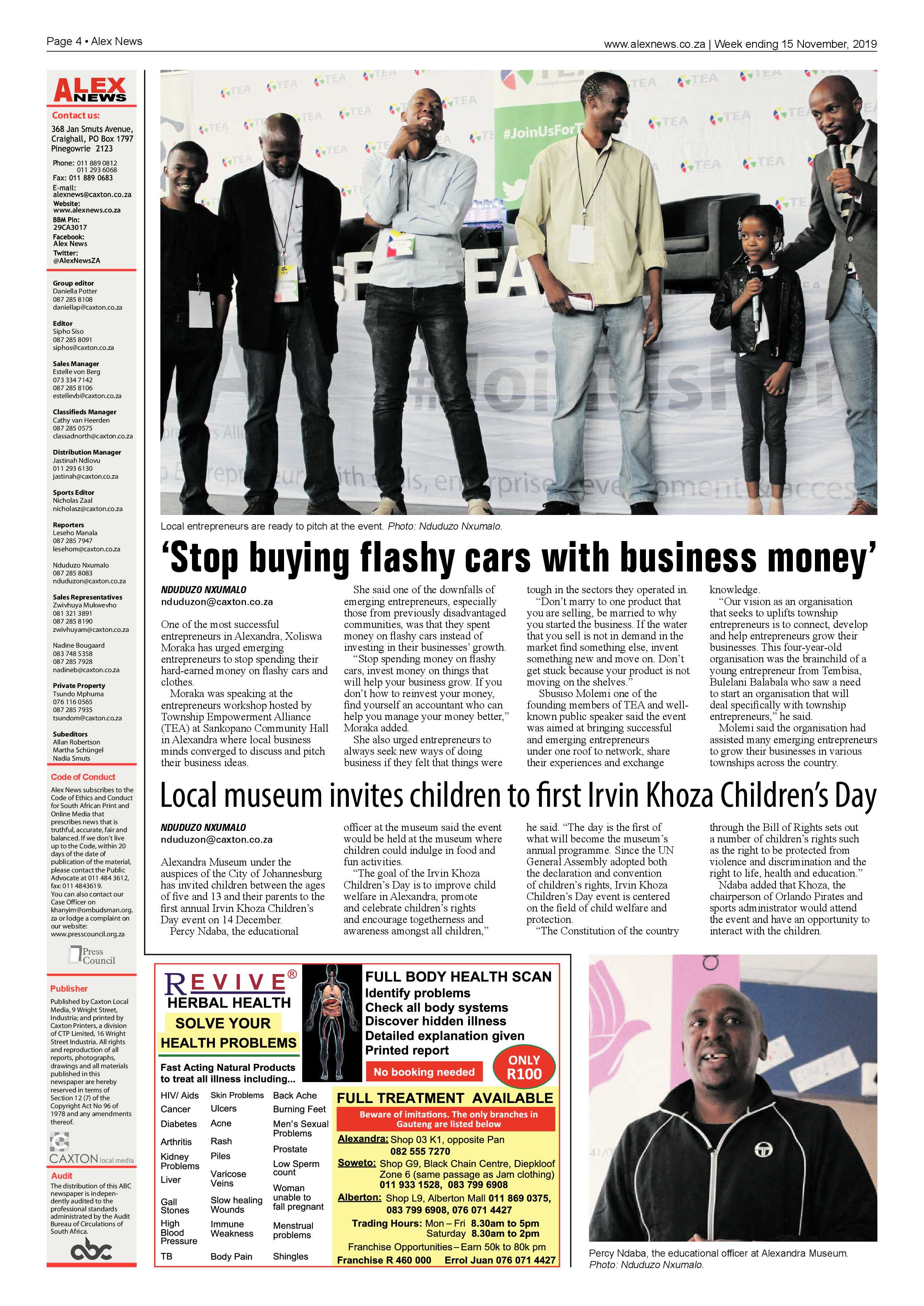 Alex News 15 November, 2019 page 4