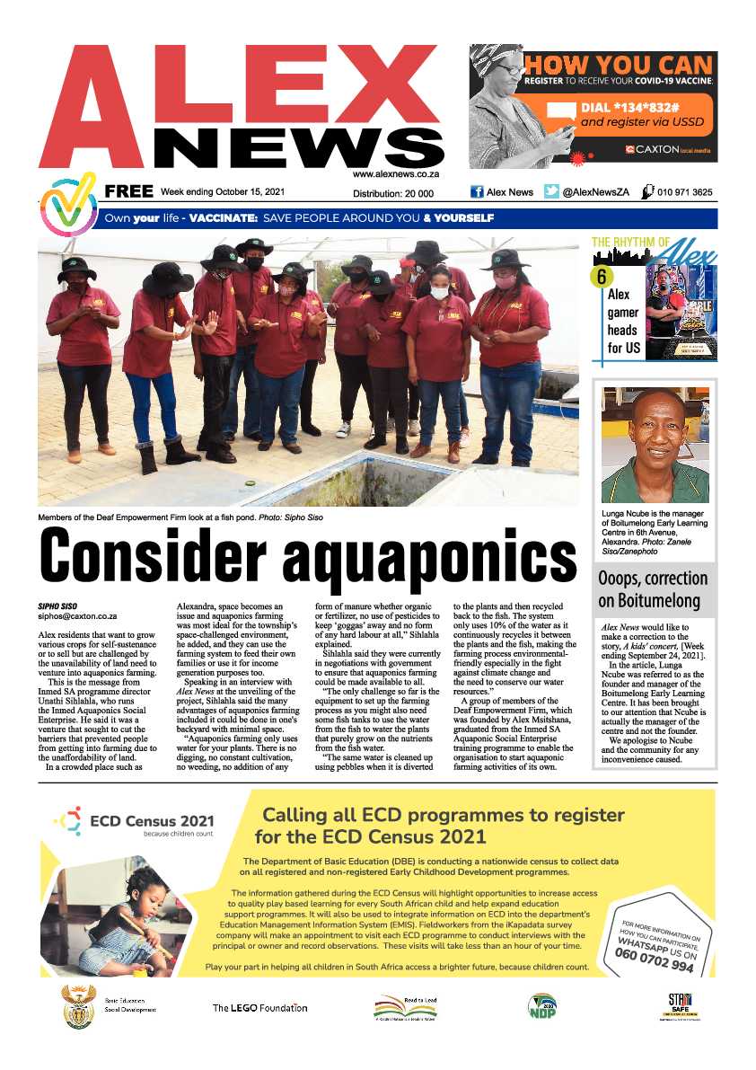 Alex News 15 October 2021 page 1