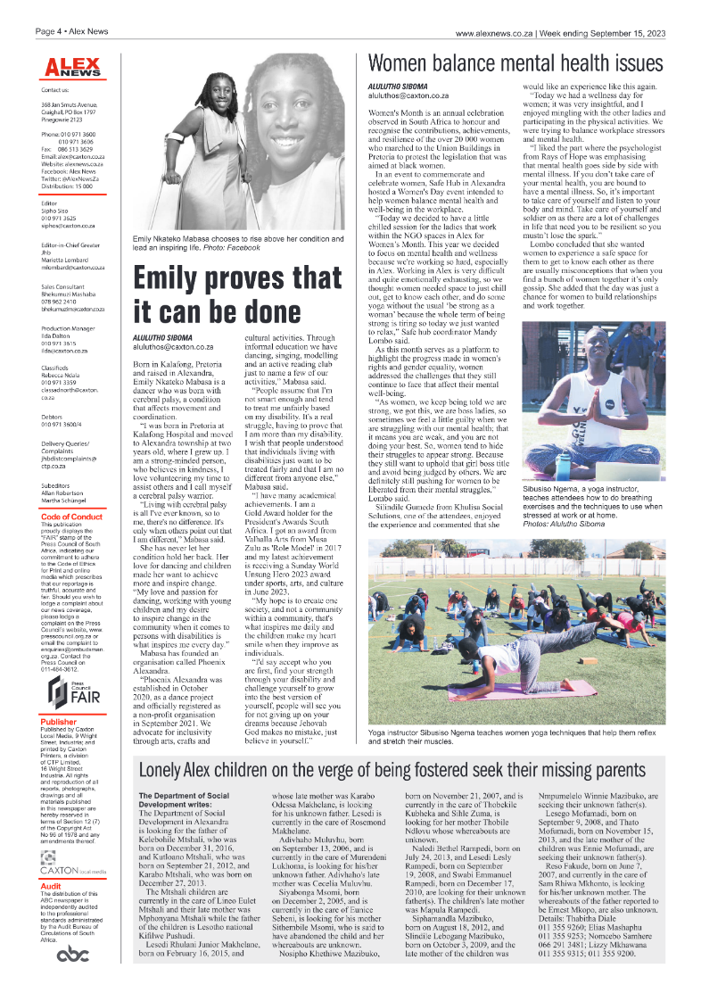 Alex News 15 September 2023 page 4