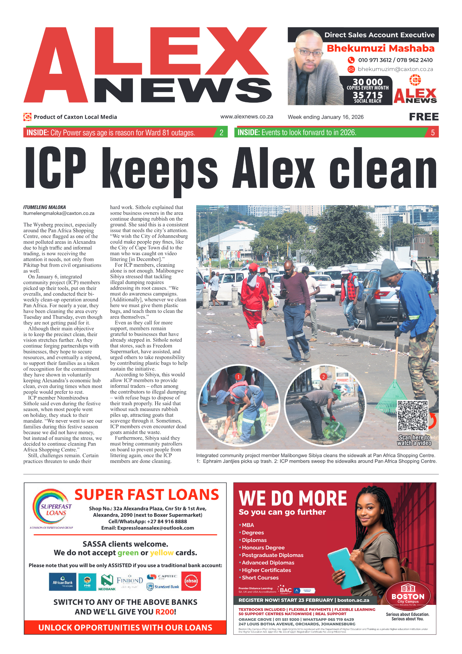 Alex News 16 January 2026 page 1