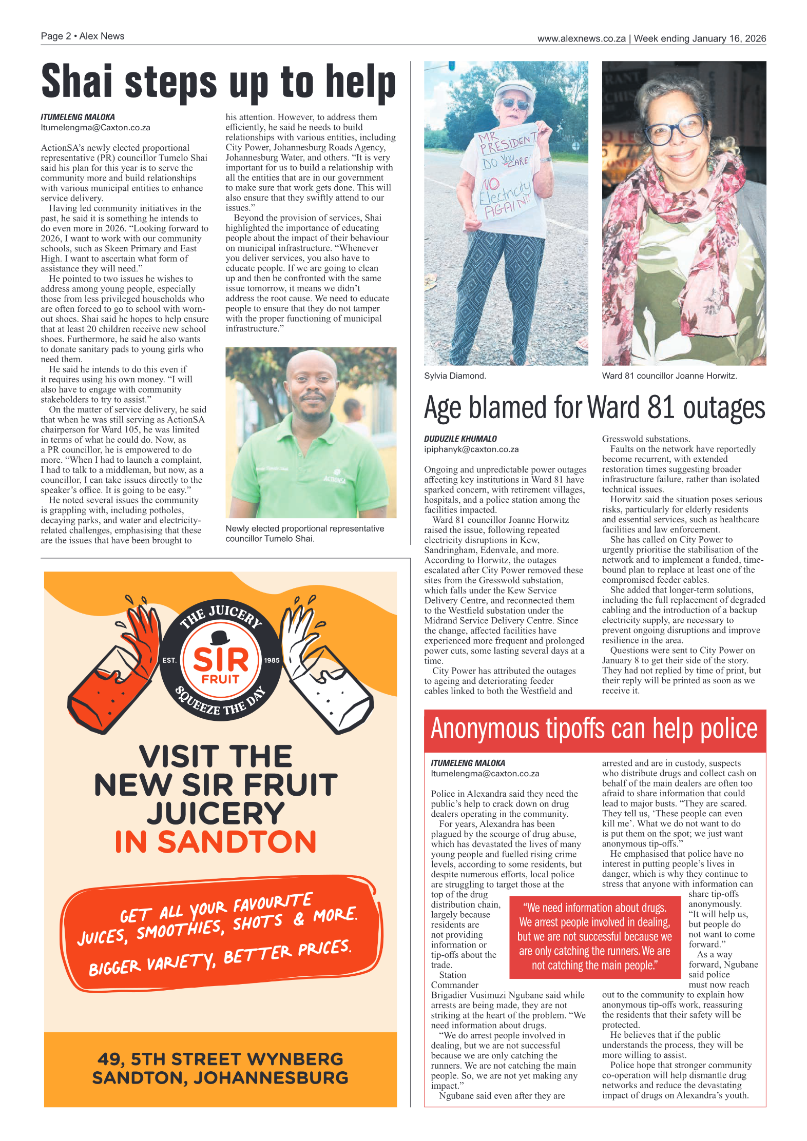 Alex News 16 January 2026 page 2
