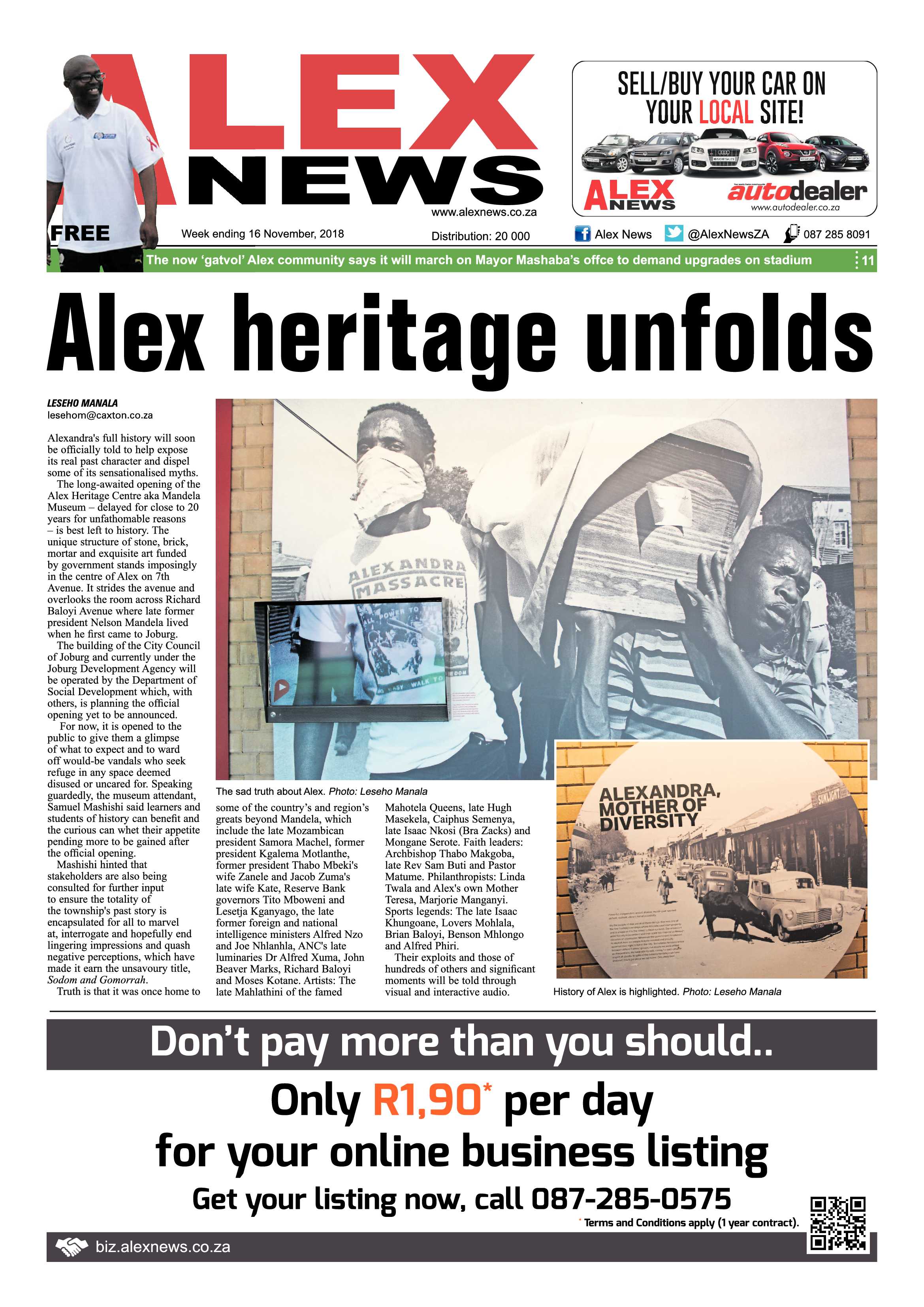 Alex News 16 November, 2018 page 1