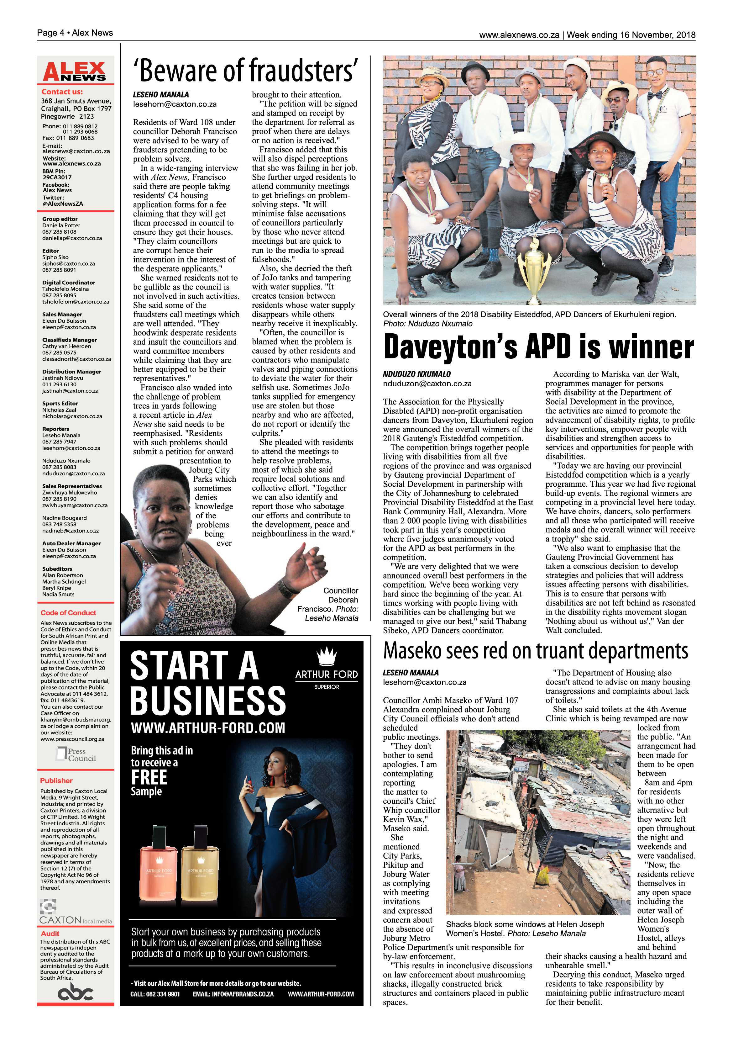 Alex News 16 November, 2018 page 4