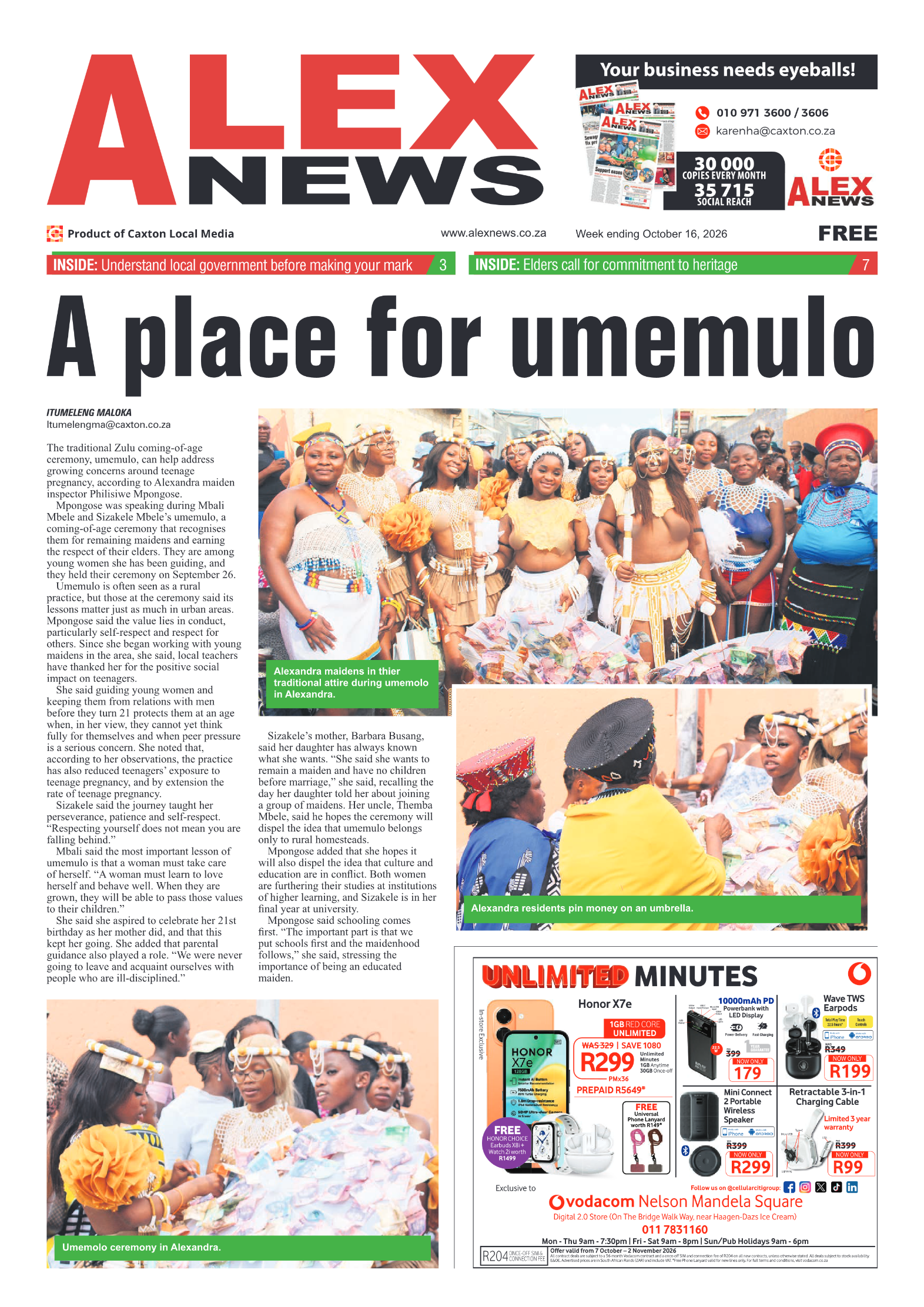 Alex News 16 October 2026 page 1