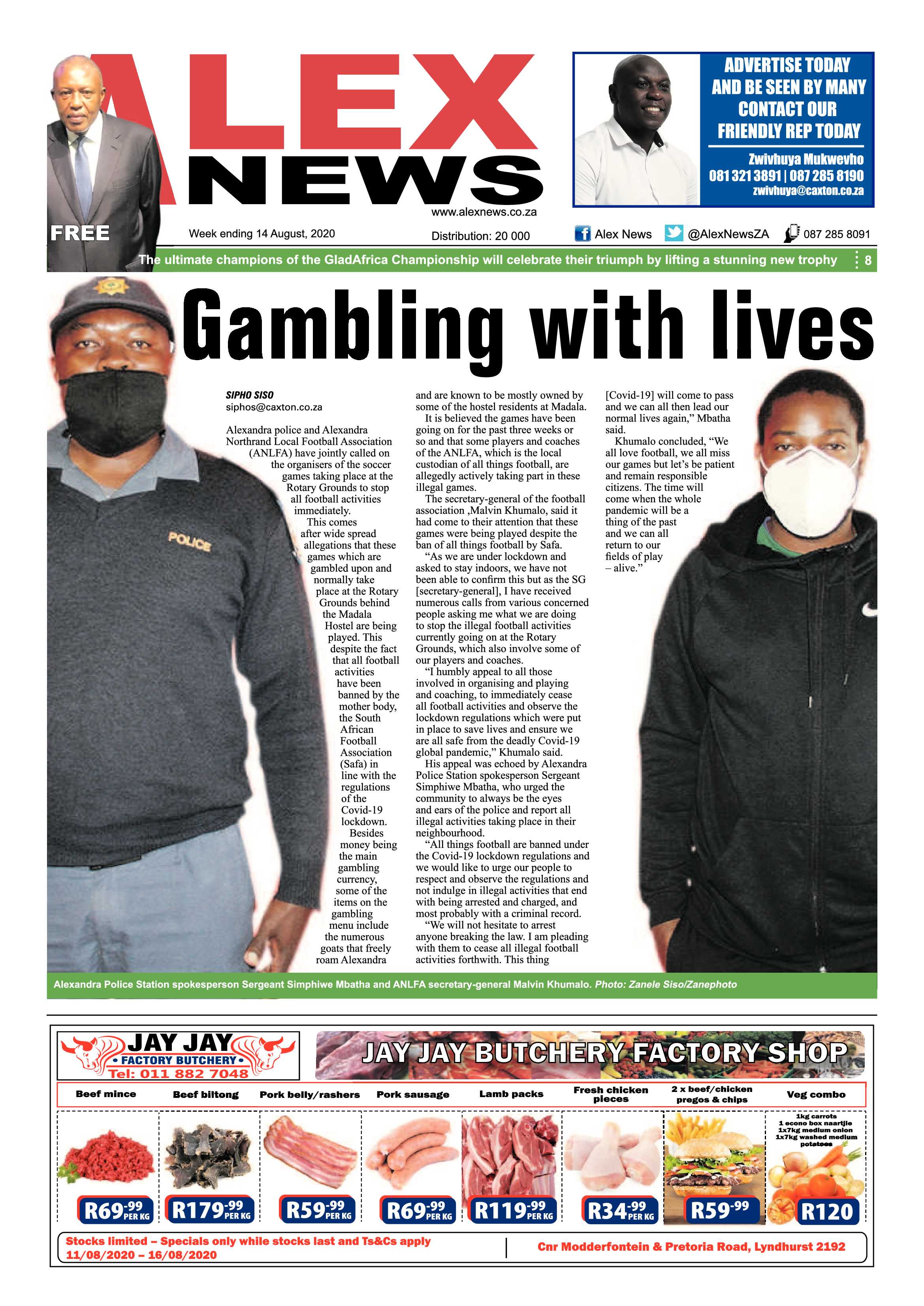 Alex News 14 August 2020 page 1