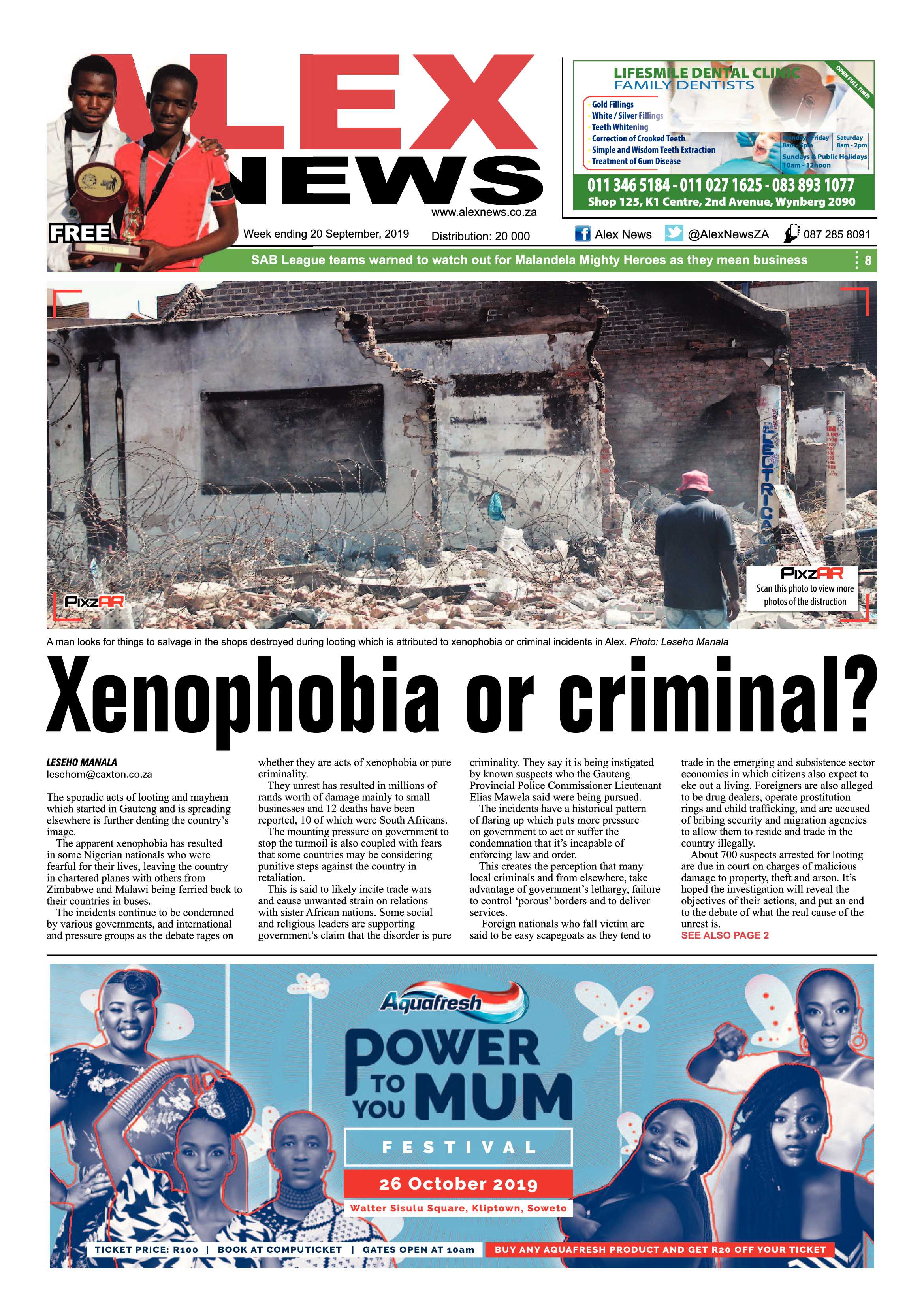 Alex News 19 September, 2019 page 1