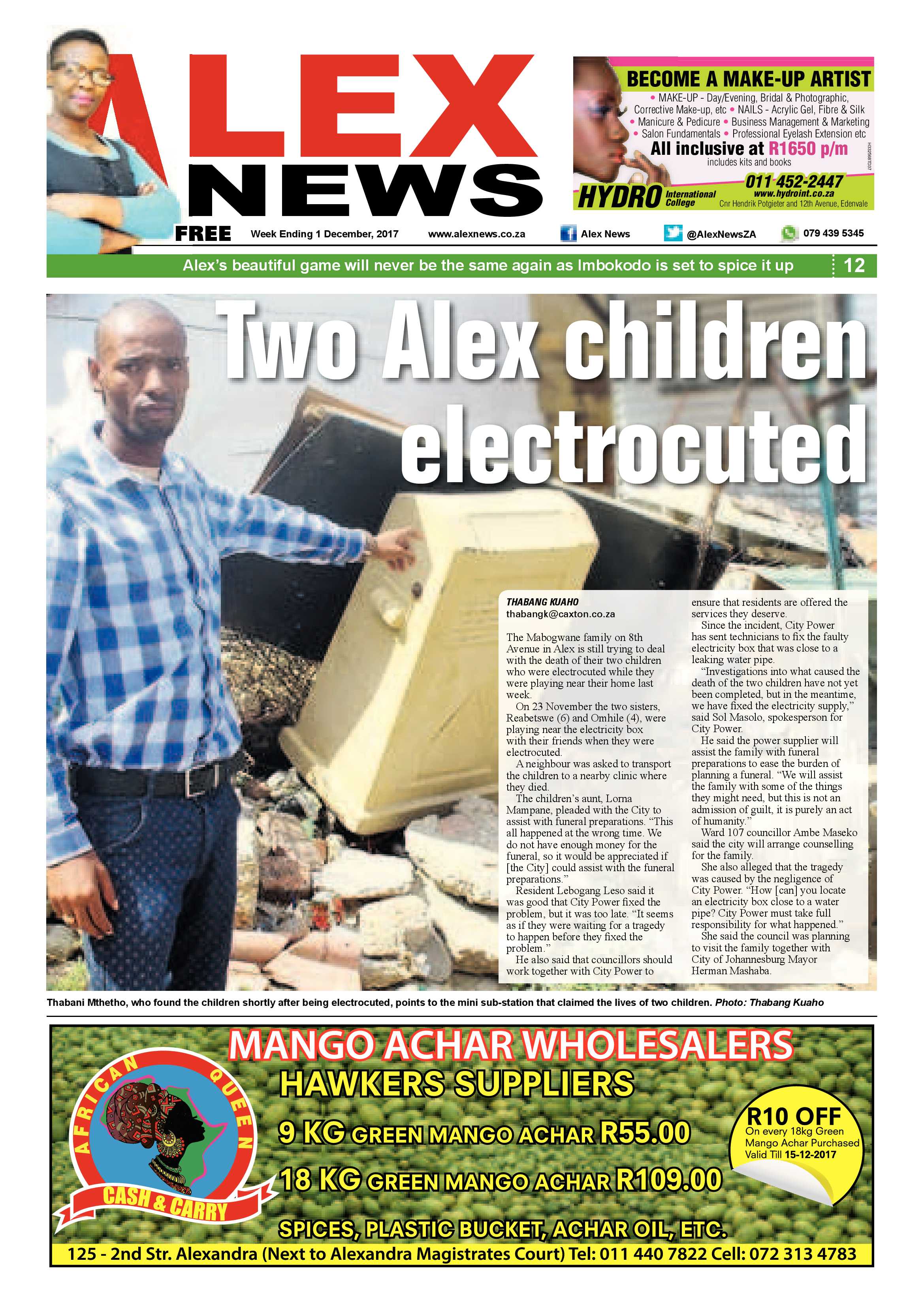 Alex News 1 December page 1