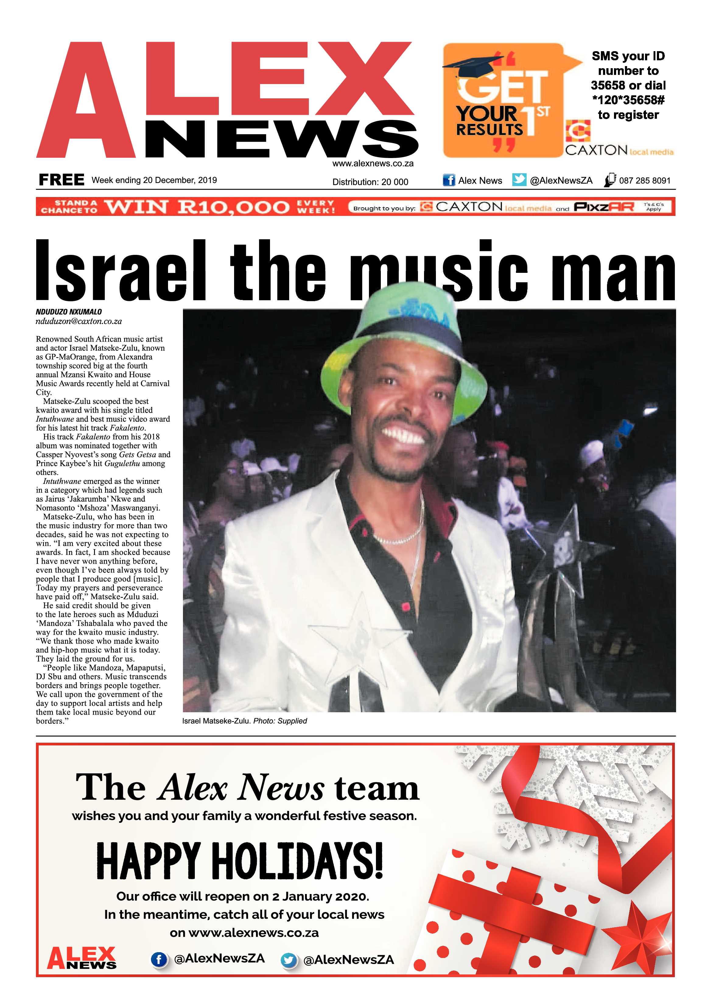 Alex News 20 December 2019 page 1