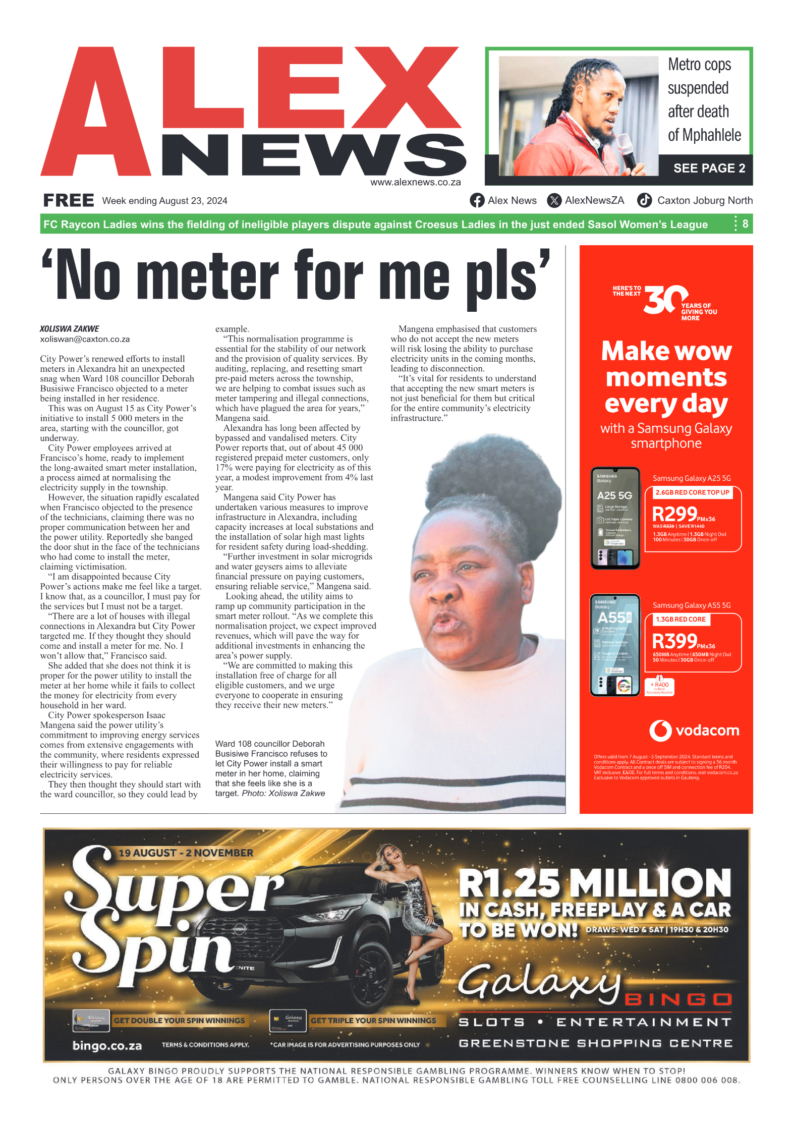 Alex News 23 August 2024 page 1