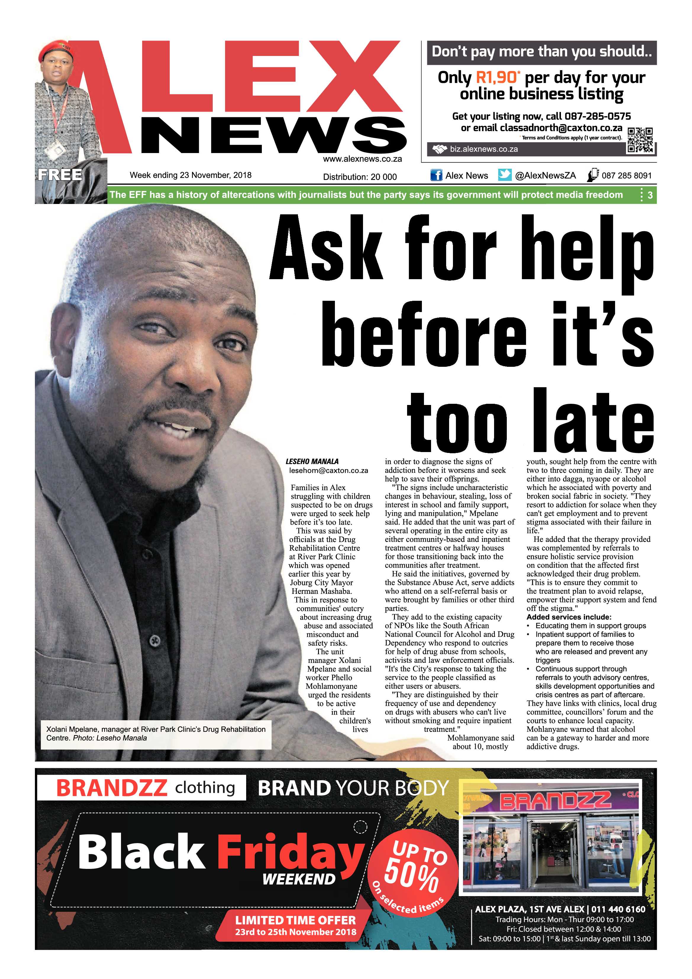 Alex News 23 November, 2018 page 1