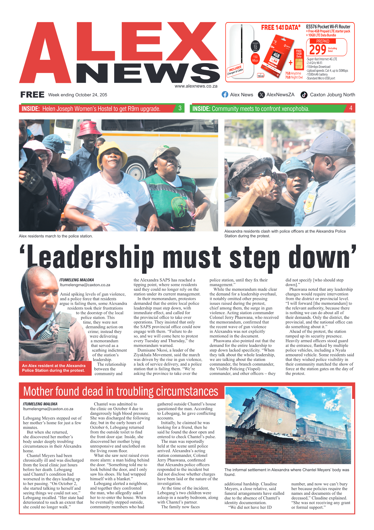 Alex News 24 October 2025 page 1
