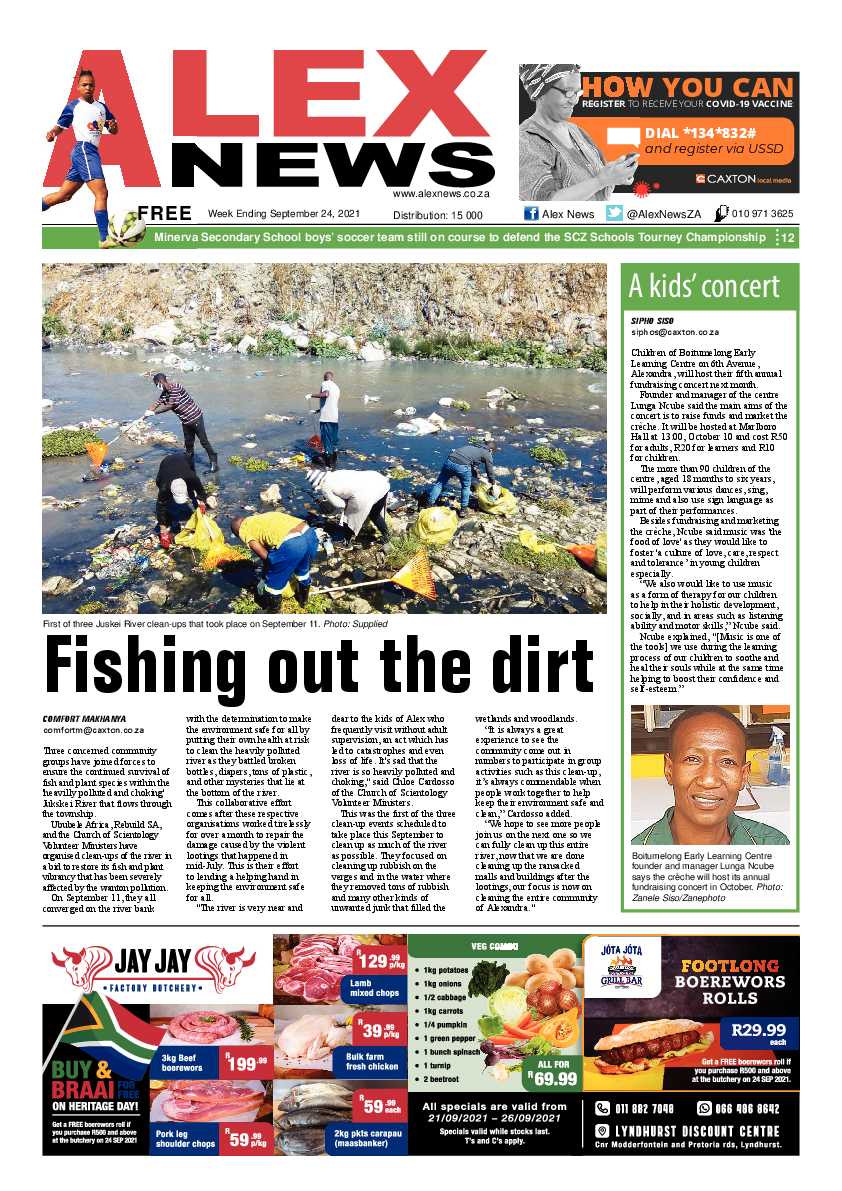 Alex News 24 September 2021 page 1