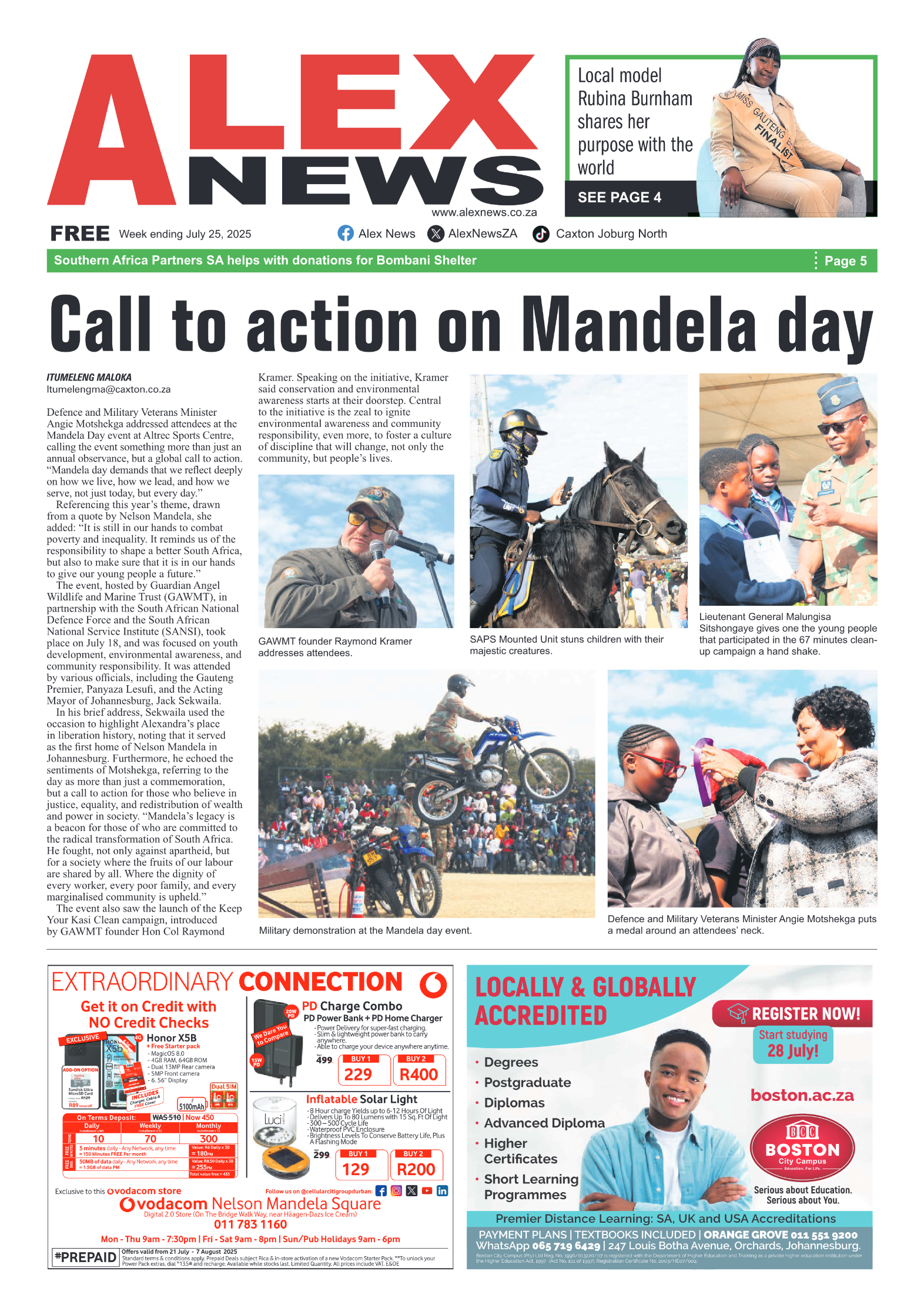 Alex News 25 July 2025 page 1