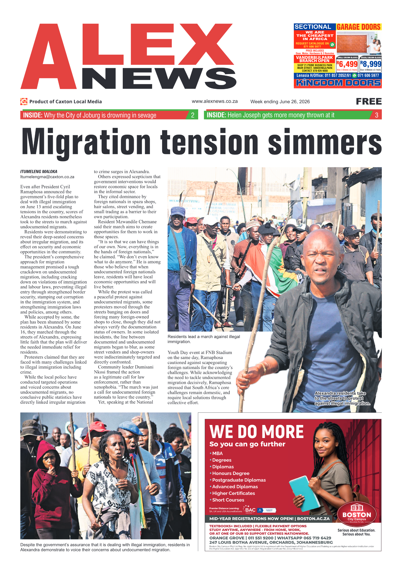 Alex News 26 June 2026 page 1