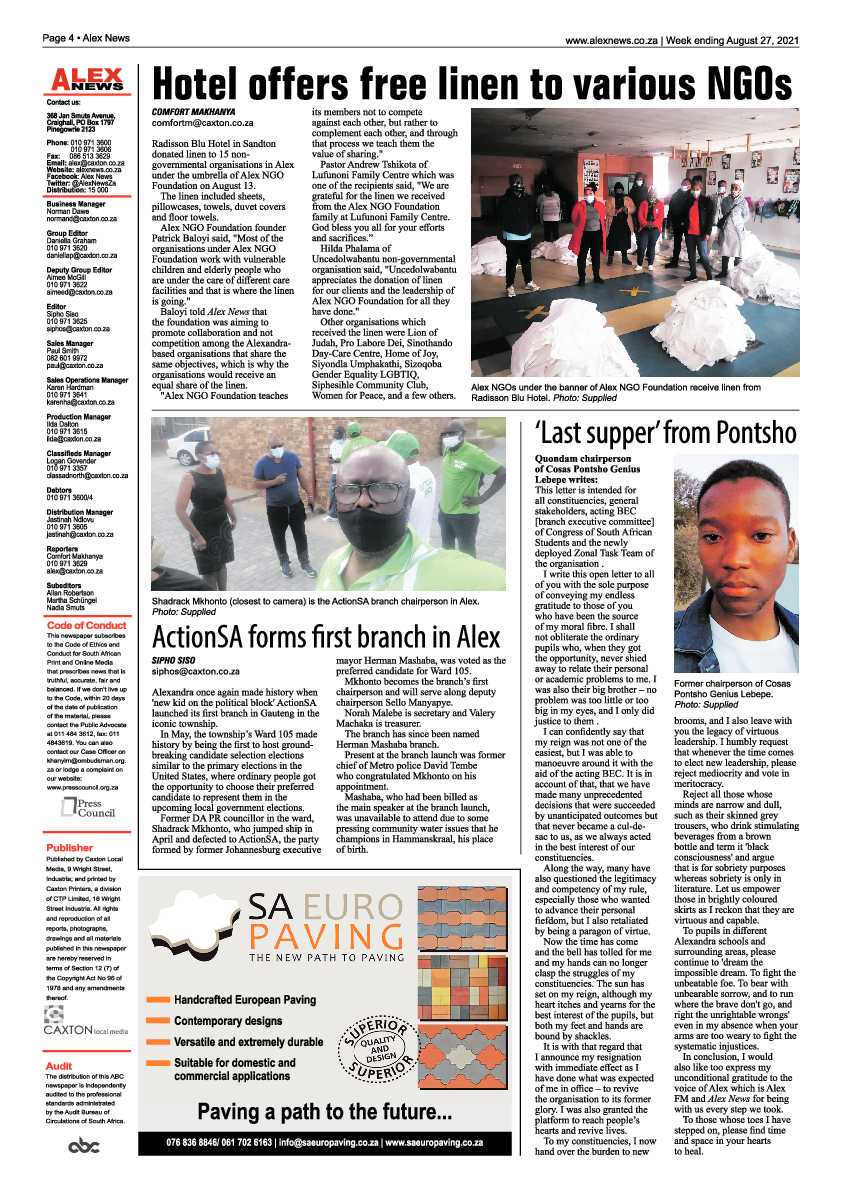 Alex News 27 August 2021 page 4