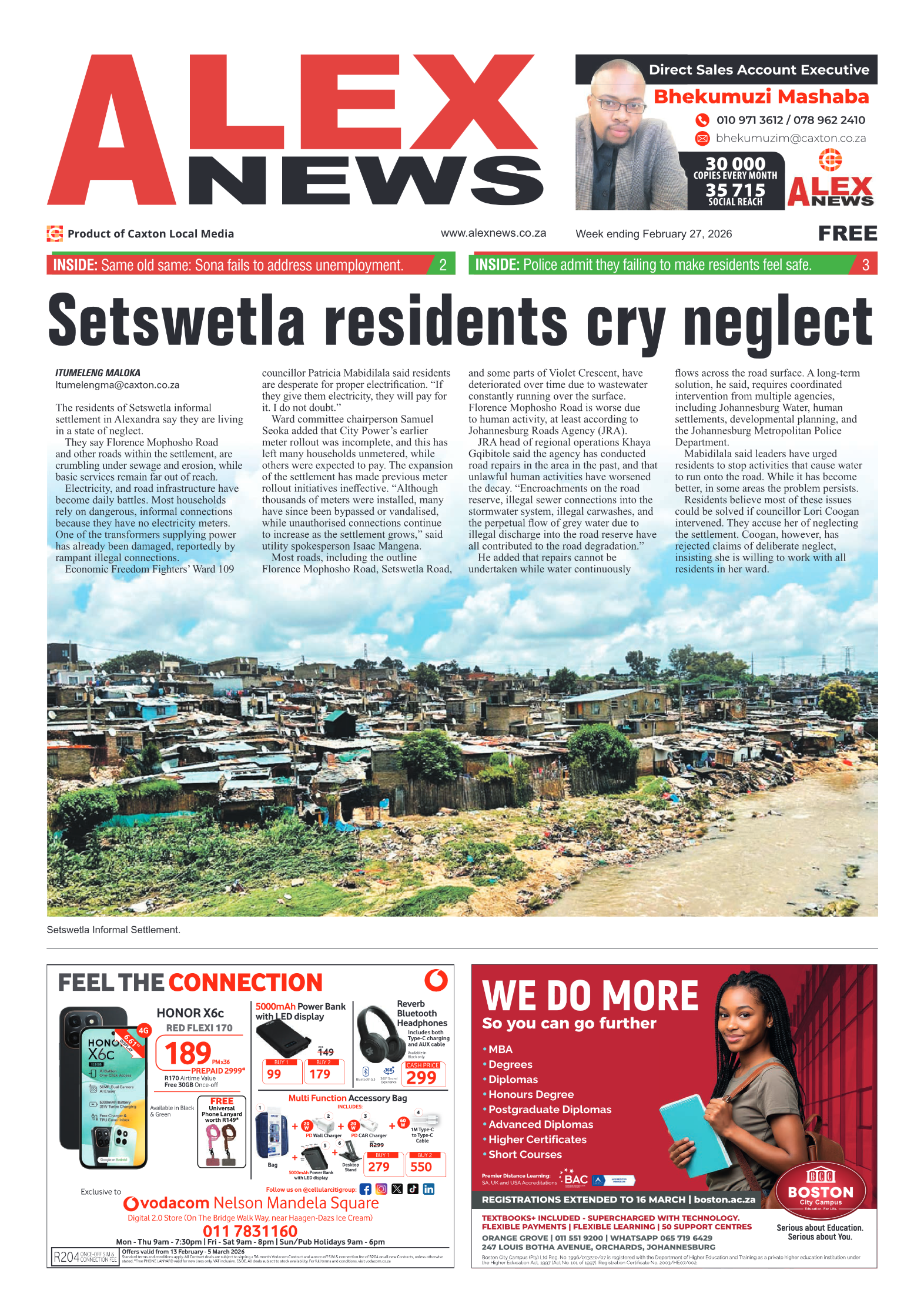 Alex News 27 February 2026 page 1
