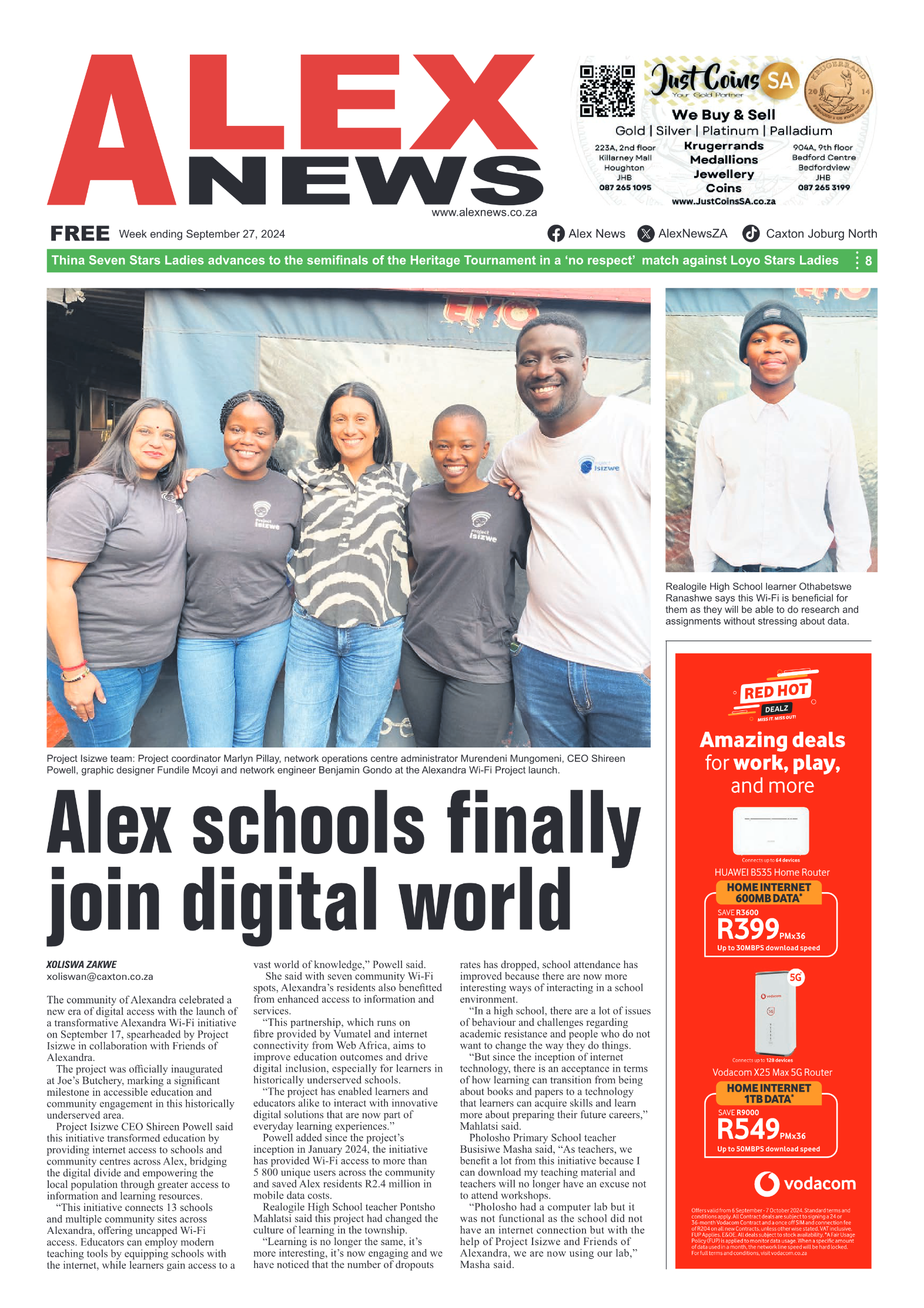Alex News 27 September 2024 page 1
