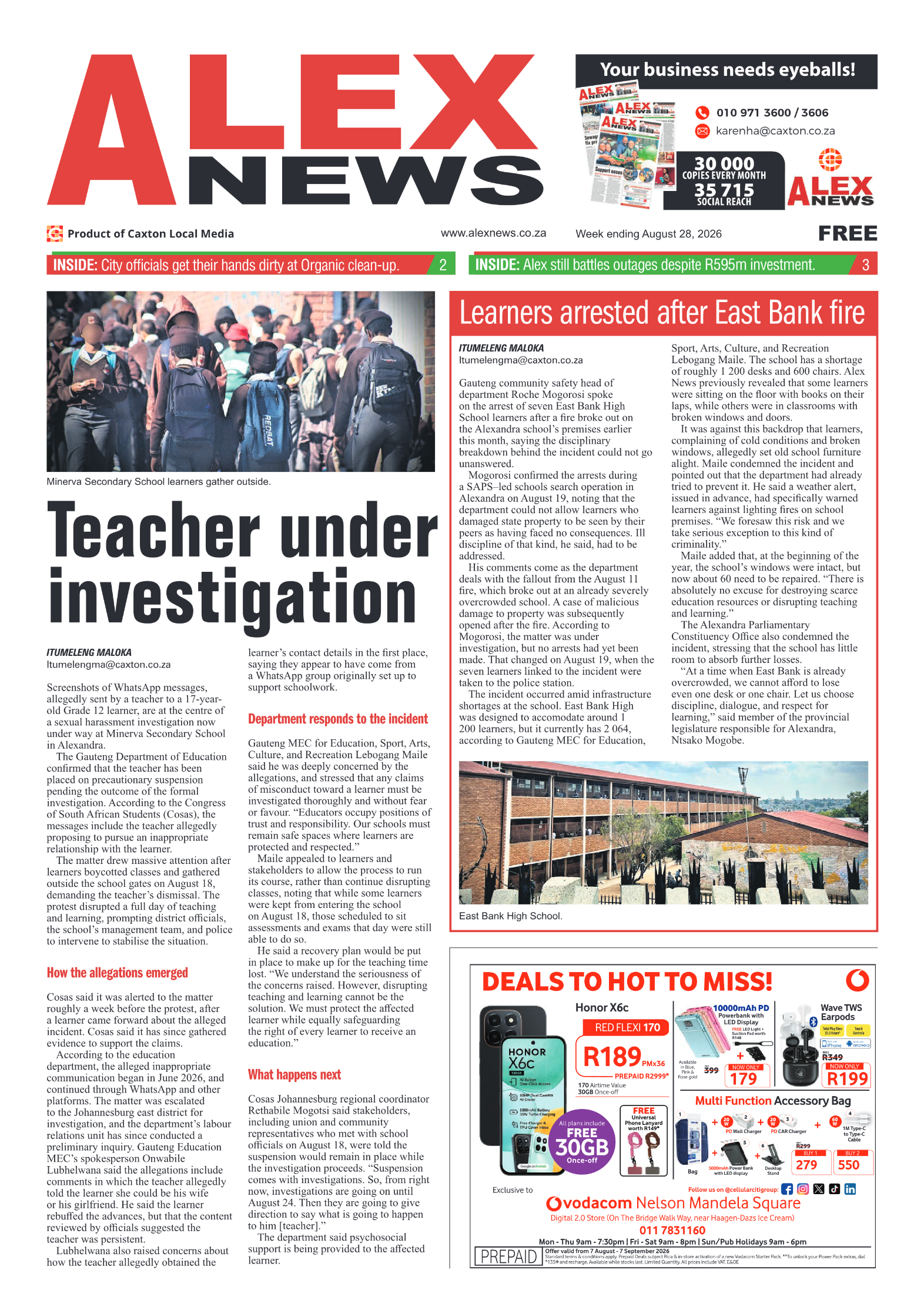 Alex News 28 August 2026 page 1