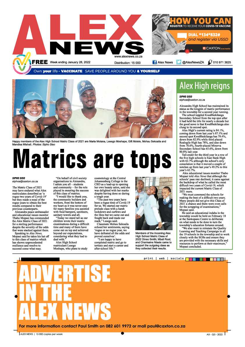 Alex News 28 January 2022 page 1
