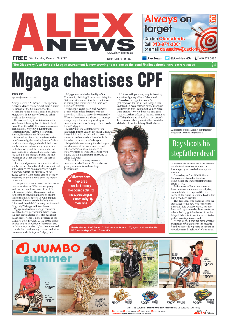 Alex News 28 October 2022 page 1