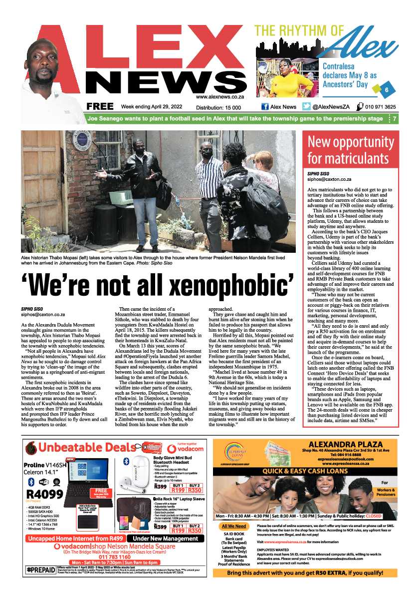 Alex News 29 April 2022 page 1