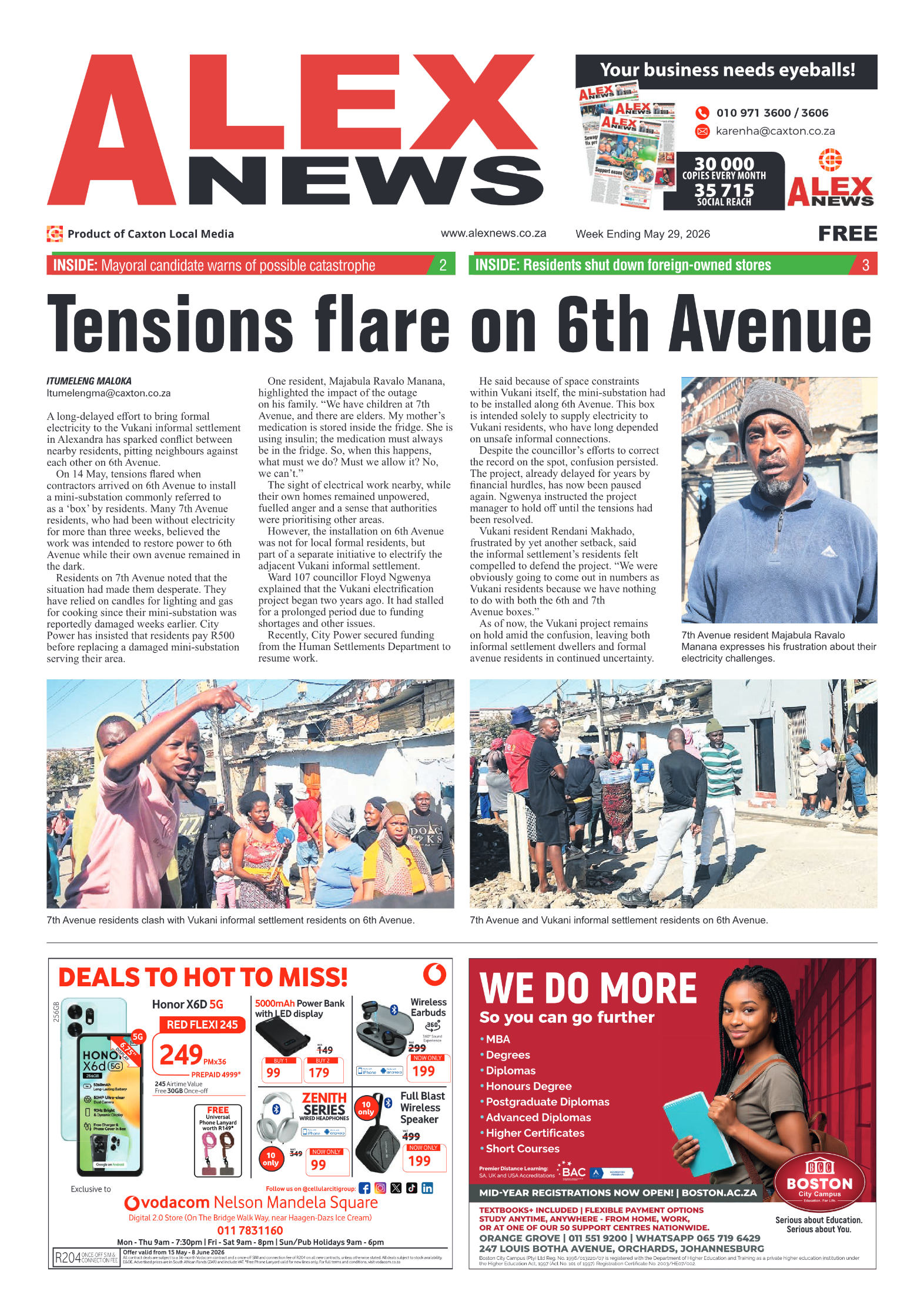 Alex News 29 May 2026 page 1