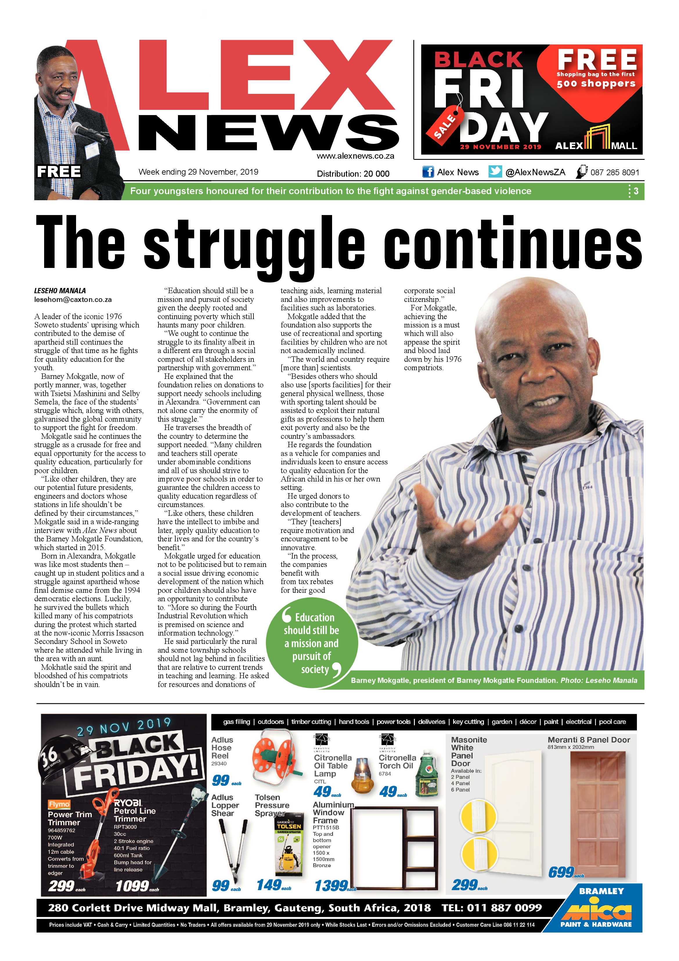 Alex News 29 November 2019 page 1