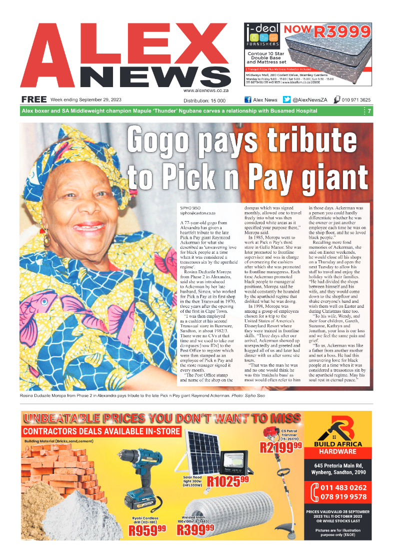 Alex News 29 September 2023 page 1