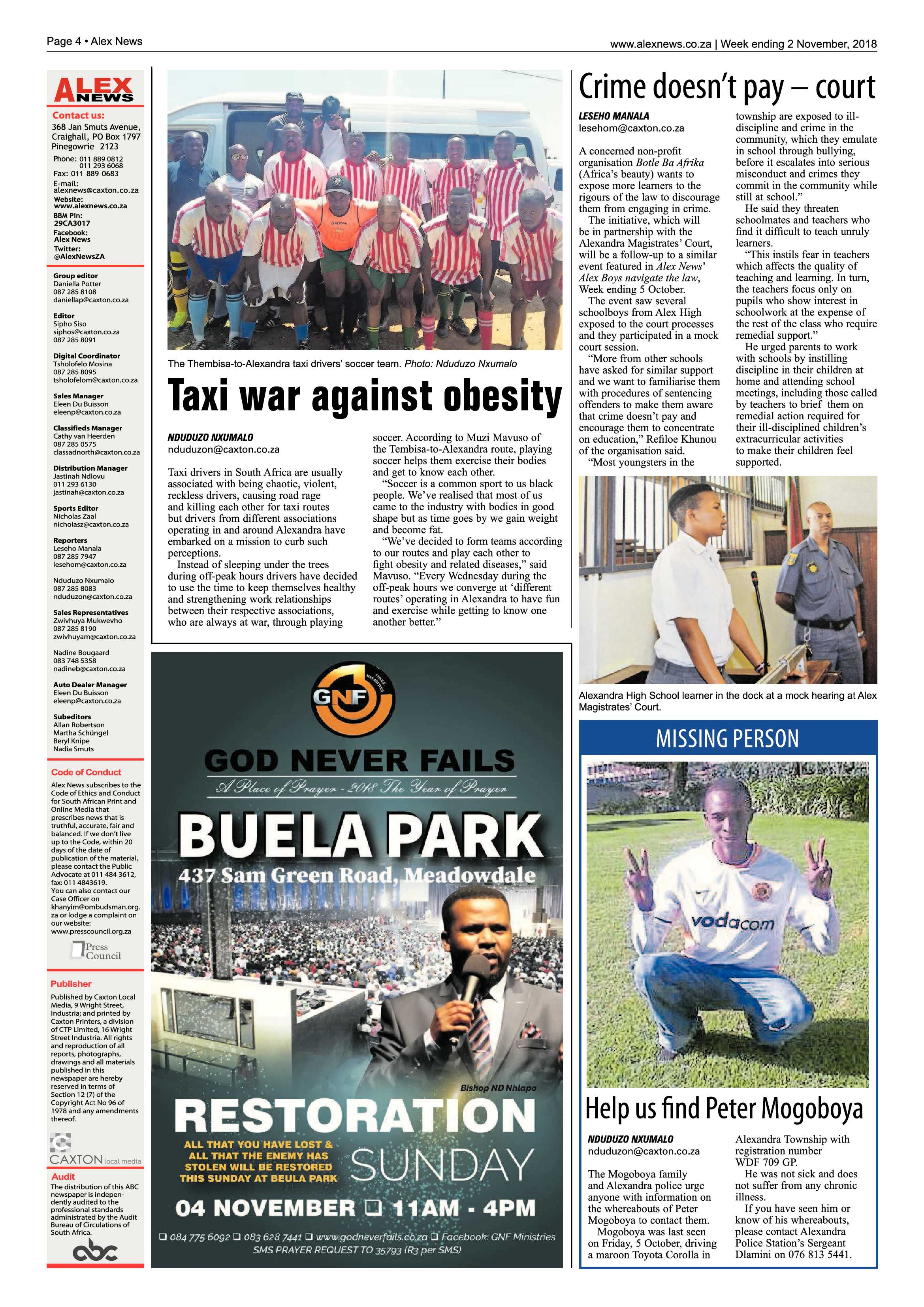 Alex News 2 November, 2018 page 4