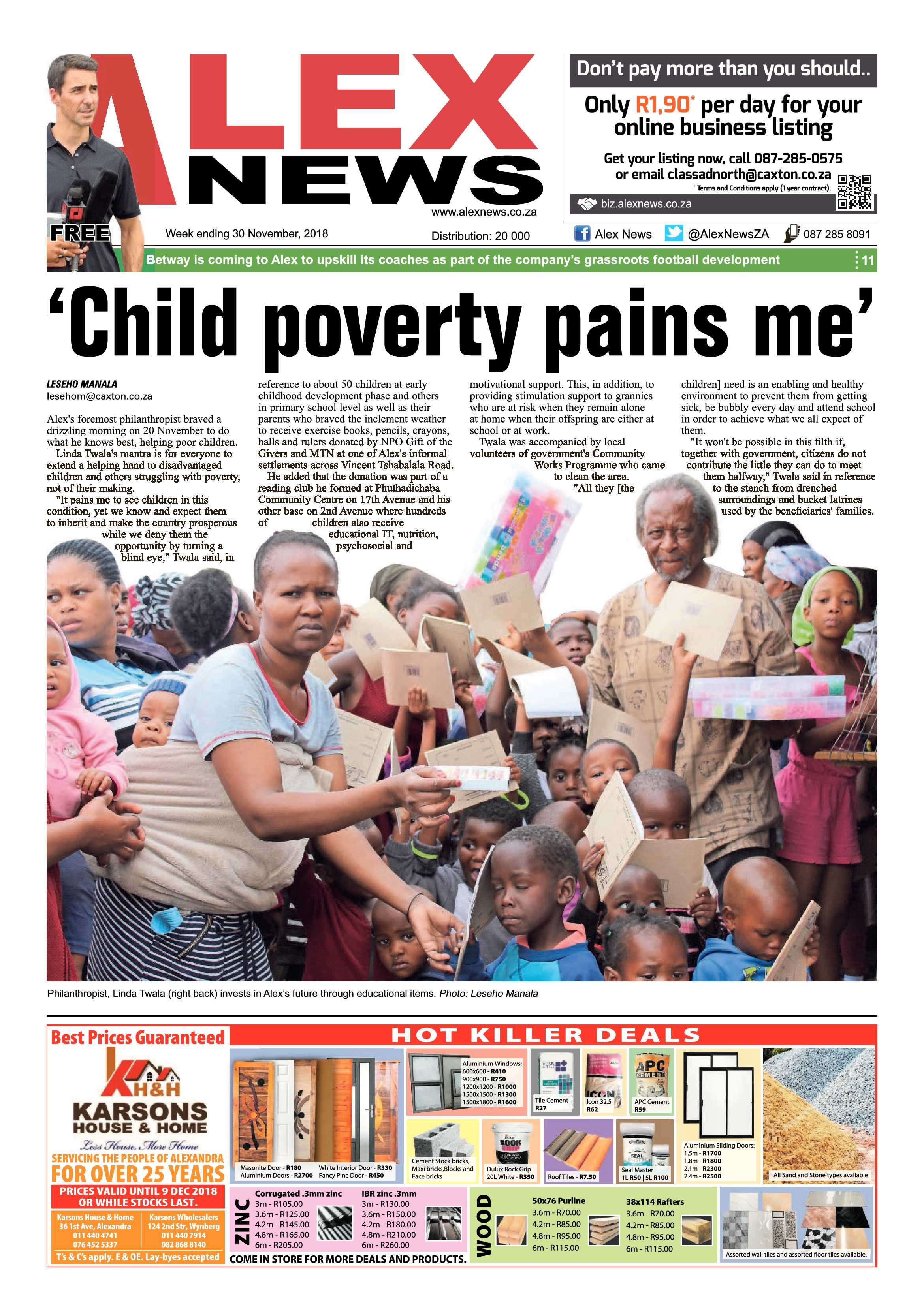 Alex News 30 November, 2018 page 1