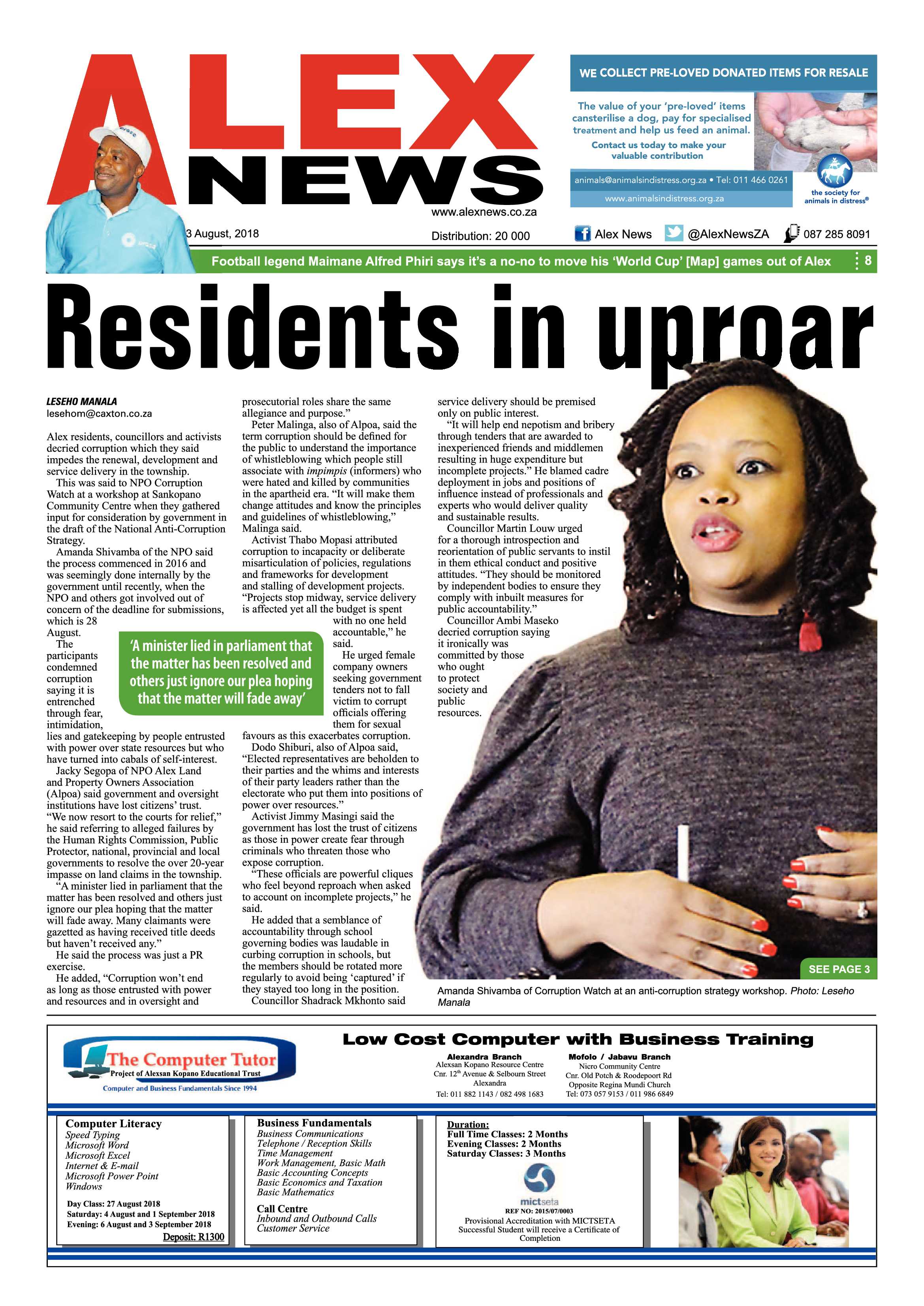 Alex News 3 August, 2018 page 1
