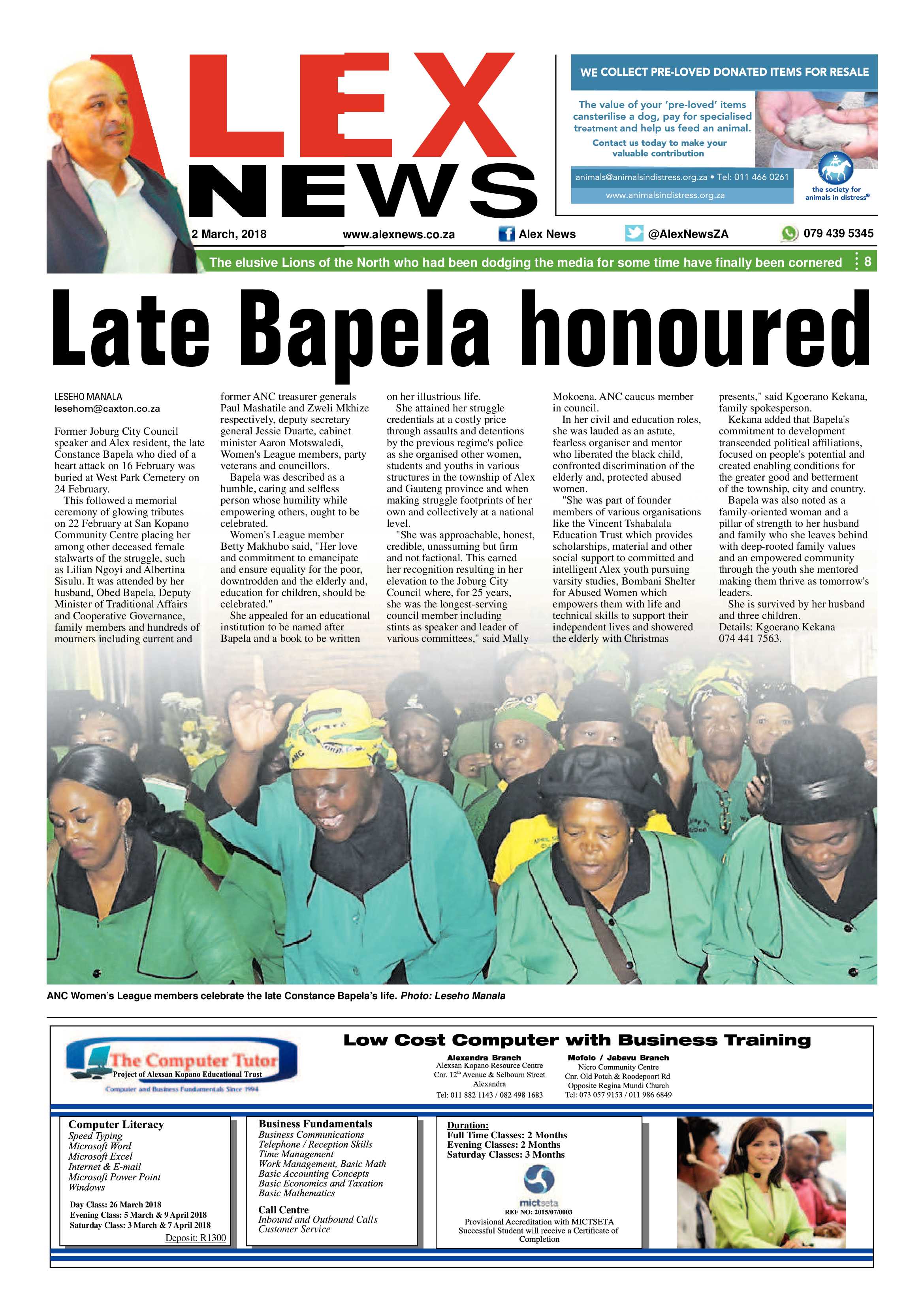 Alex News 3 March 2018 page 1